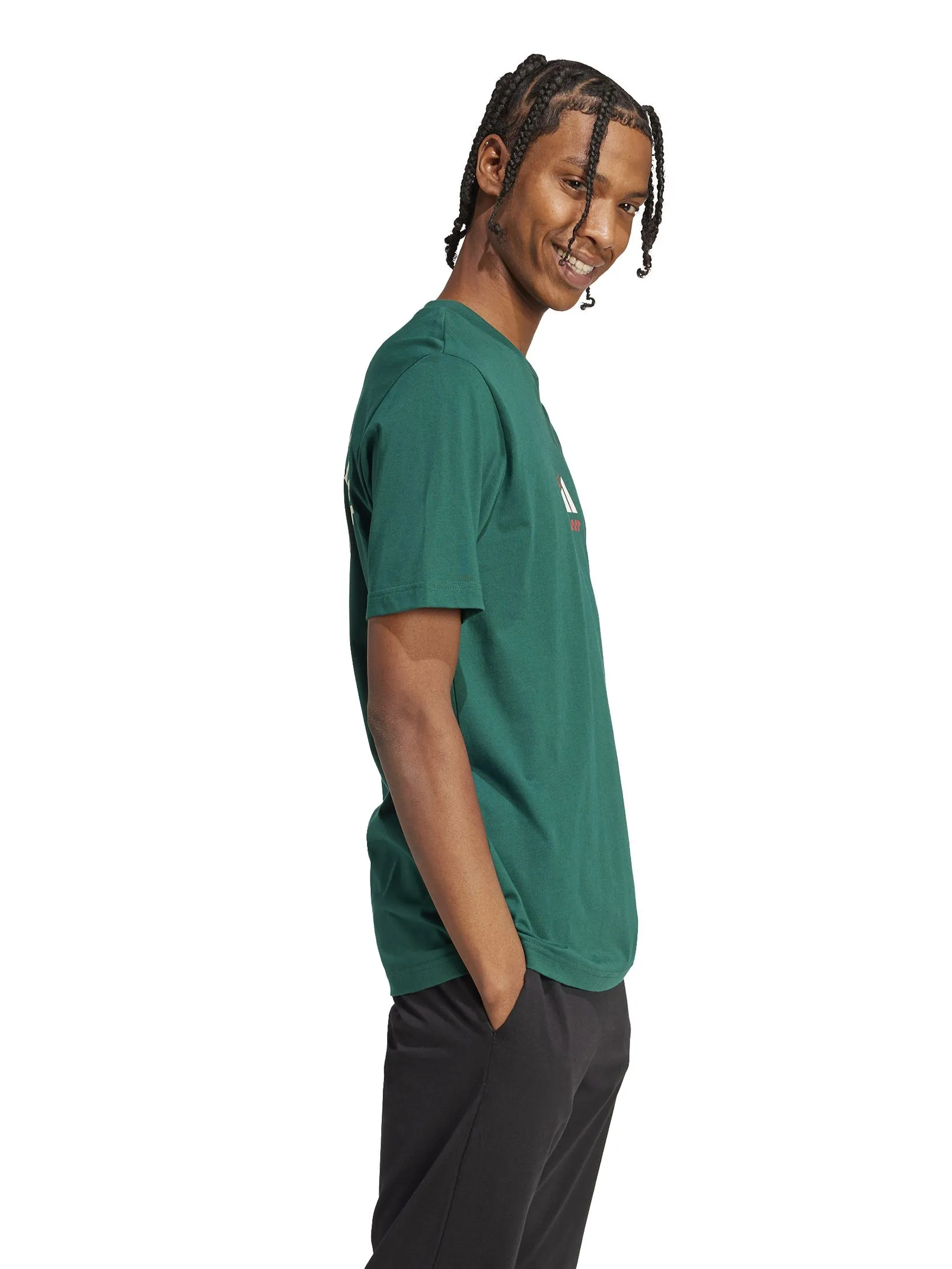 ADIDAS Men T-Shirt Lounge Pizza Graphic Collegiate Green ADIDAS Men T-Shirt Lounge Pizza Graphic Collegiate Green