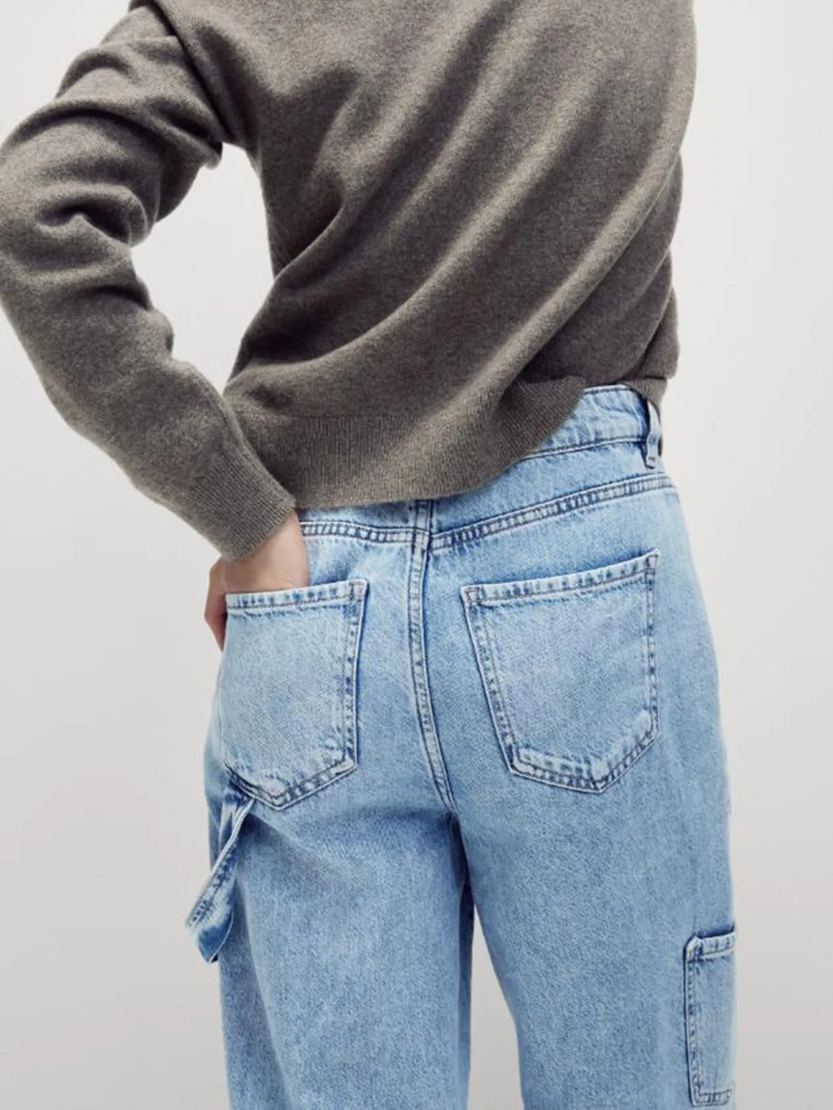 MARKS & SPENCER Women Jeans Relaxed High Waisted Carpenter Wide Leg Light Indigo MARKS & SPENCER Women Jeans Relaxed High Waisted Carpenter Wide Leg Light Indigo