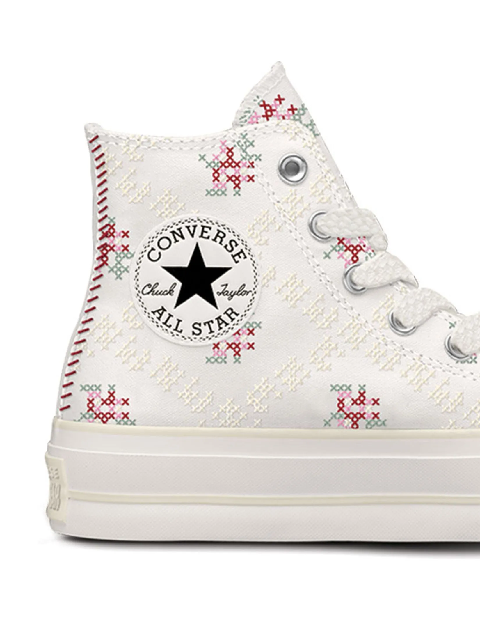 CONVERSE Women Sneakers Ctas Lift Spring Refresh: Floral Hi White Vintage White/Horizon Pink/Egret CONVERSE Women Sneakers Ctas Lift Spring Refresh: Floral Hi White Vintage White/Horizon Pink/Egret