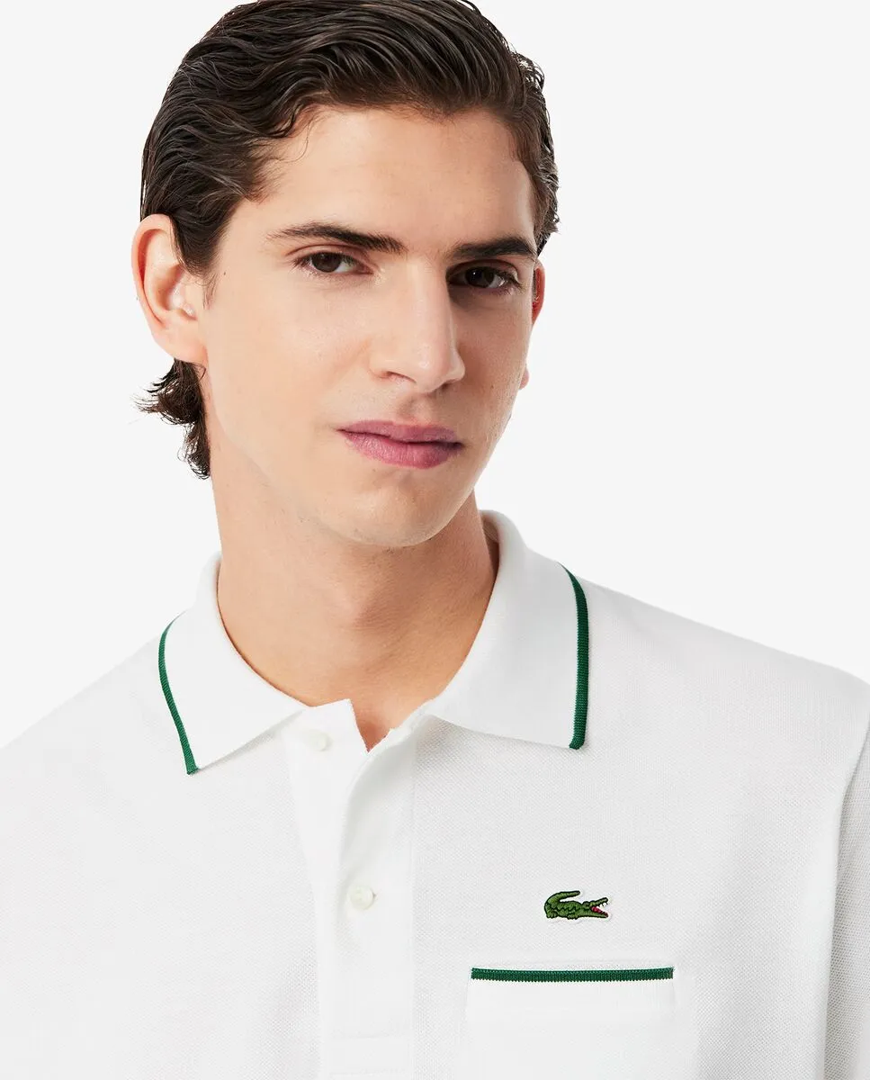 LACOSTE Classic Fit Pocket Accent L.12.12 Polo Shirt White LACOSTE Classic Fit Pocket Accent L.12.12 Polo Shirt White