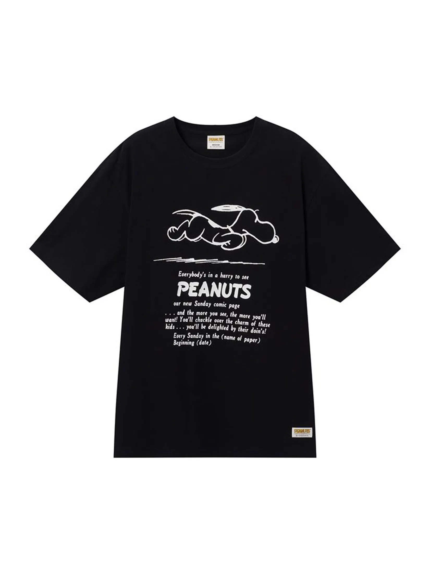 GIORDANO Men's Relaxed Sorana Printed Tee (Snoopy) Signature Black GIORDANO Men's Relaxed Sorana Printed Tee (Snoopy) Signature Black