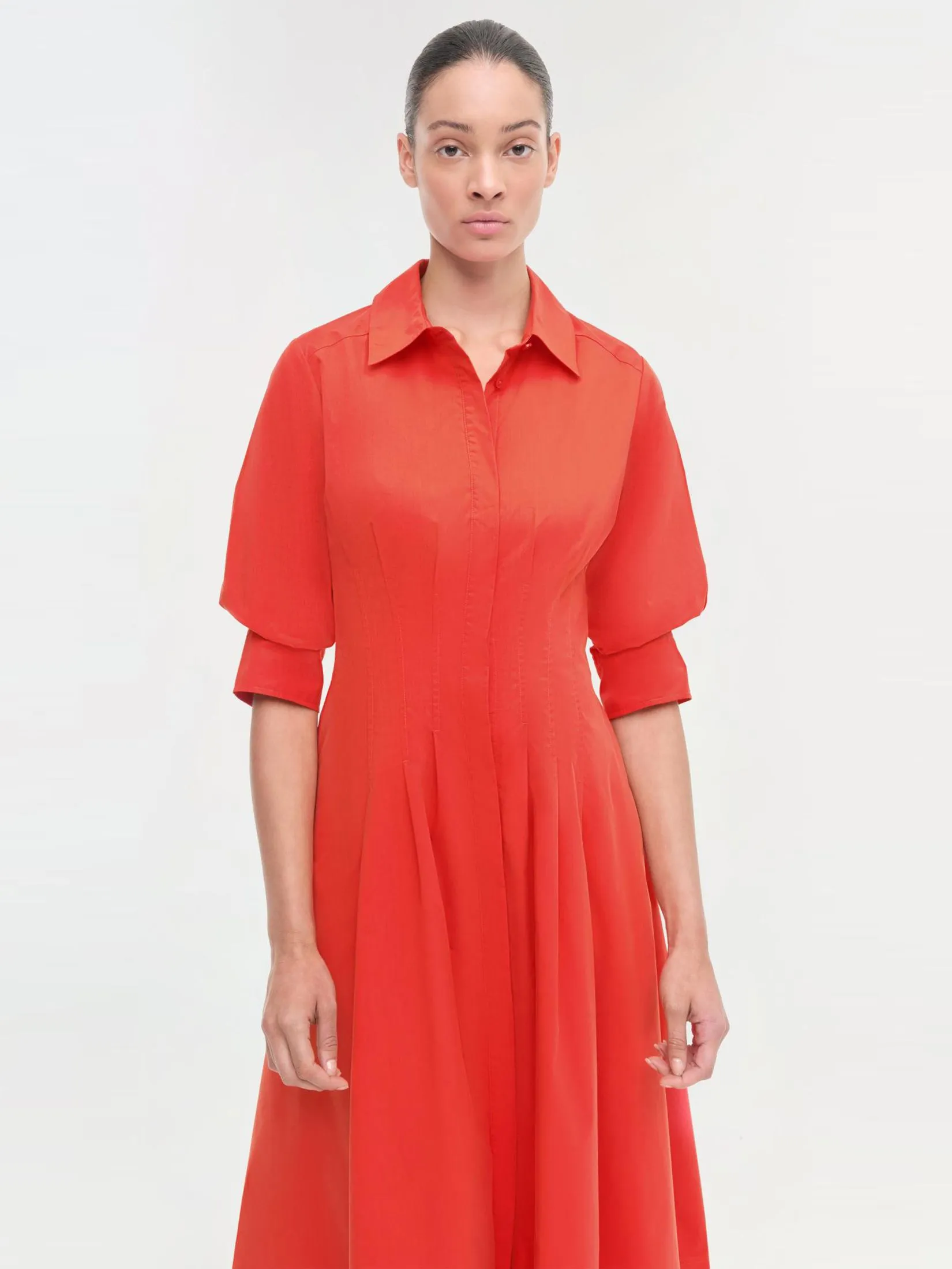SIMKHAI Women Midi Dress Jazz Pintuck SIMKHAI Women Midi Dress Jazz Pintuck