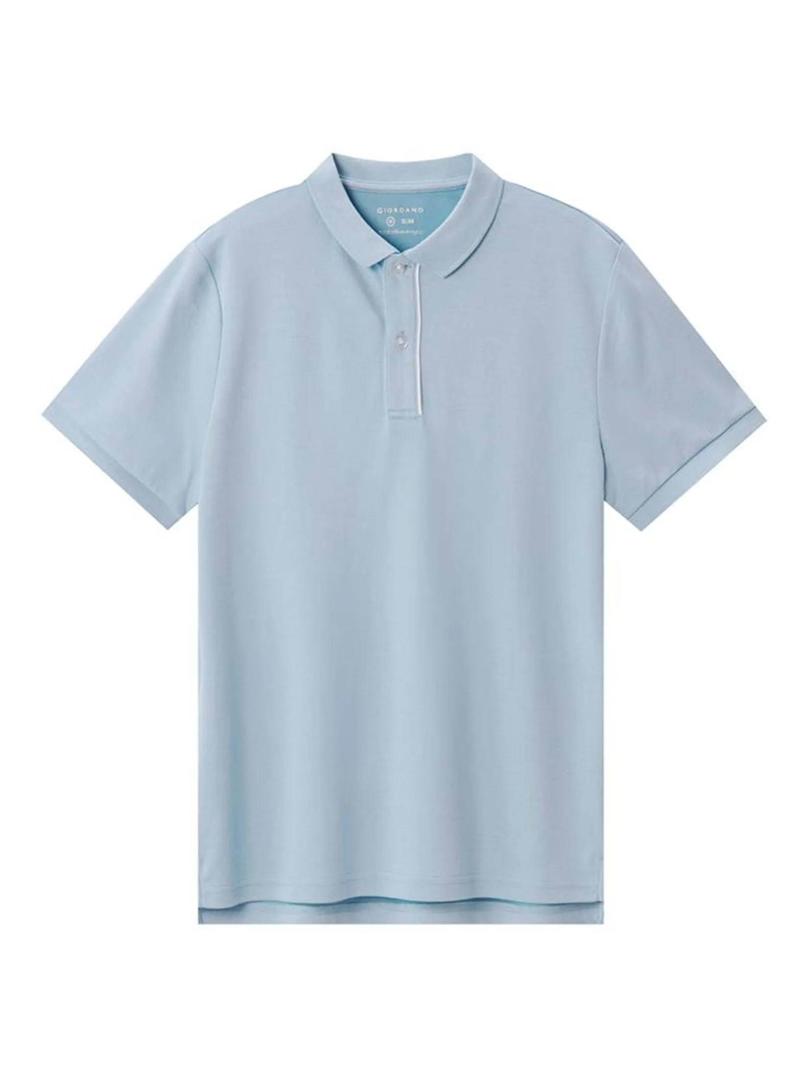 GIORDANO Men's Slim Pique Cool Polo Subdued Blue GIORDANO Men's Slim Pique Cool Polo Subdued Blue