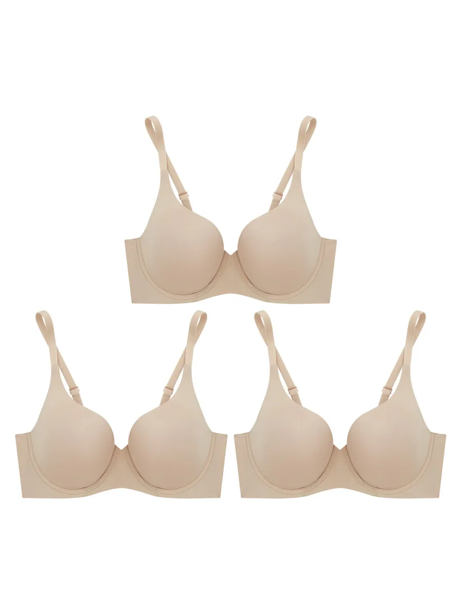 SABINA [ Pack 3 Price] WIRE BRA SEAMLESS FIT PERFECT BRA COLLECTION - Beige