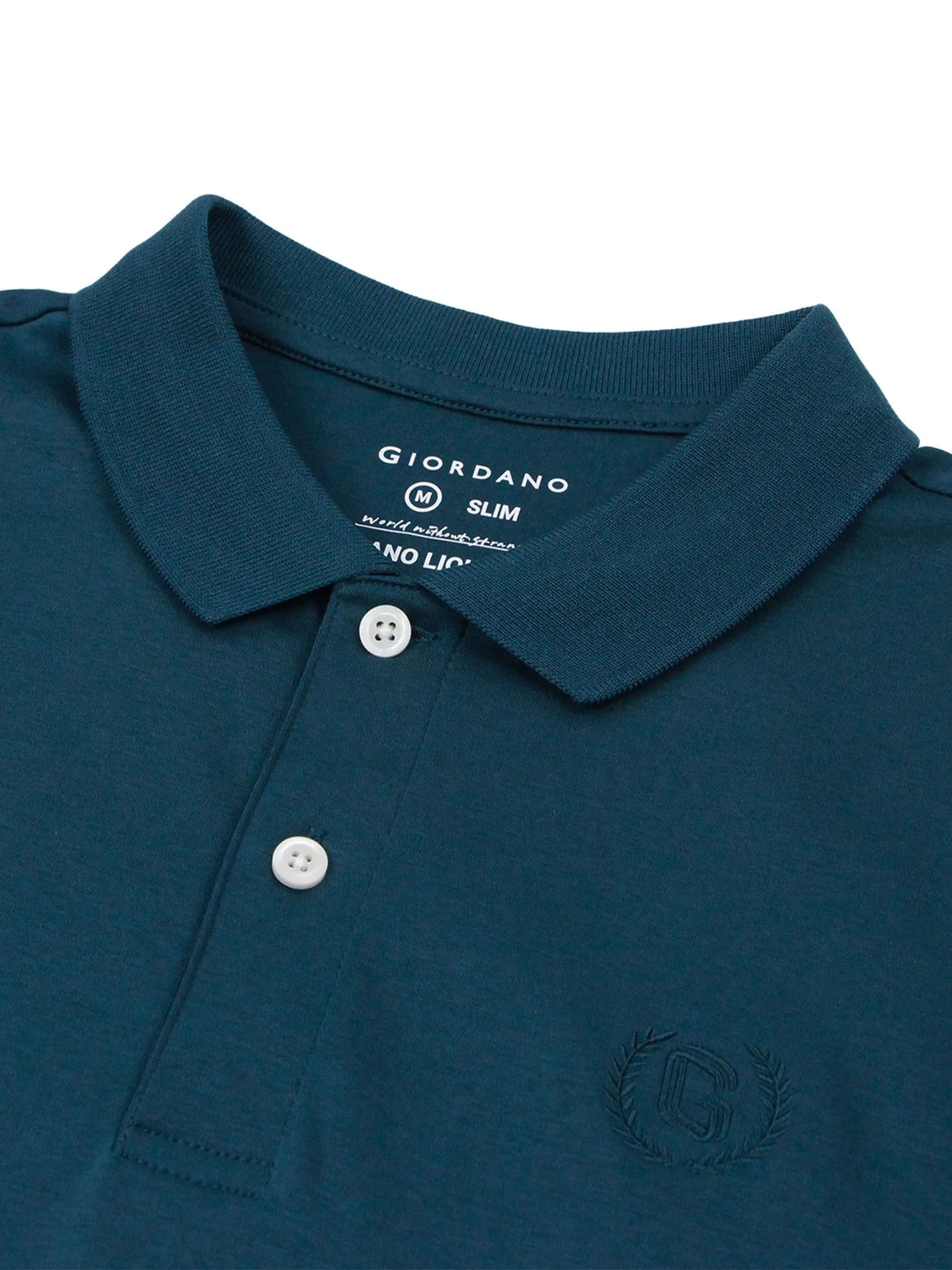 GIORDANO Men's Slim Interlock Polo (Liquid Touch) Emerald Green GIORDANO Men's Slim Interlock Polo (Liquid Touch) Emerald Green