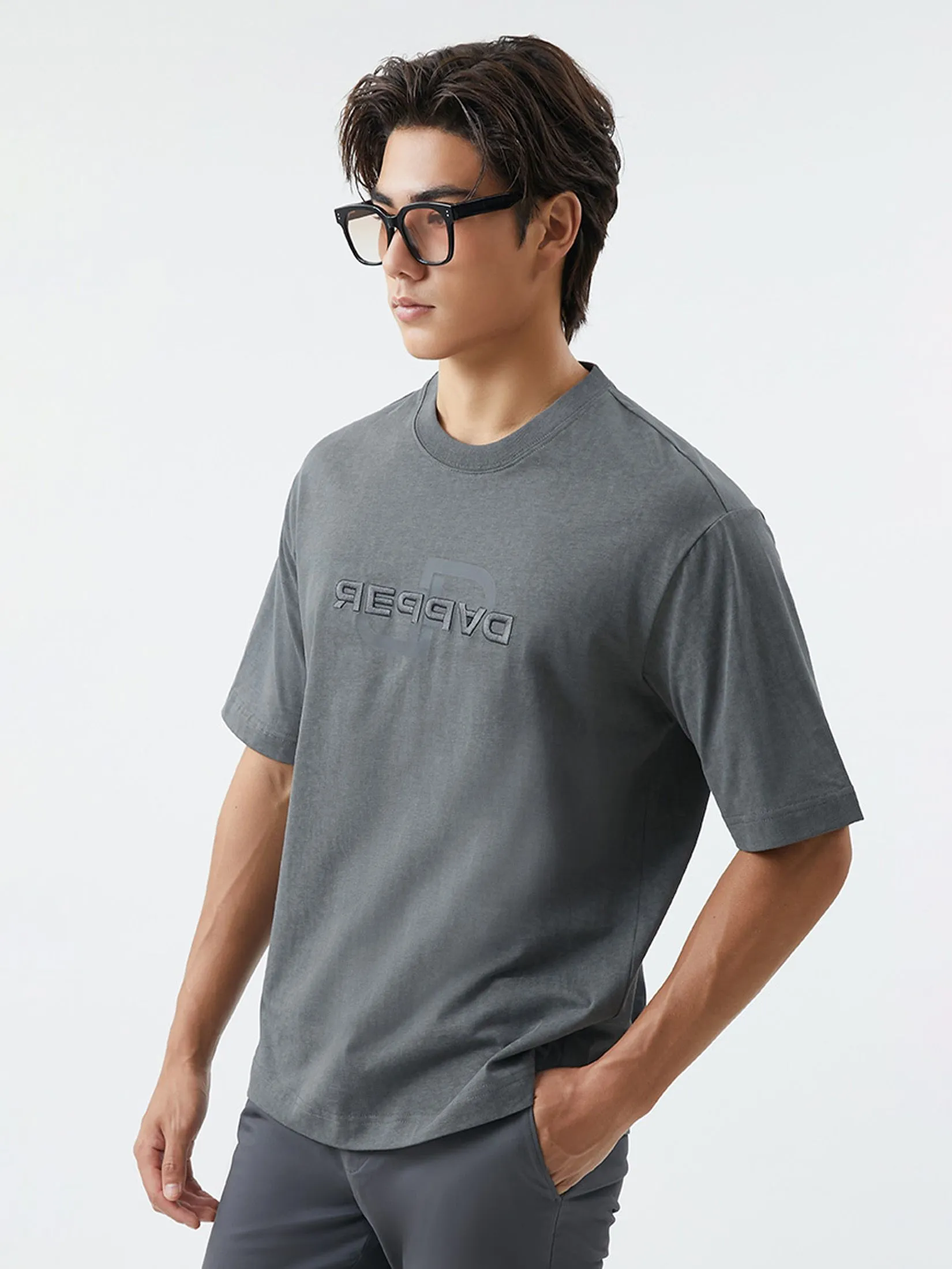 DAPPER DAPPER Contrast Logo T-Shirt Dark Grey DAPPER DAPPER Contrast Logo T-Shirt Dark Grey