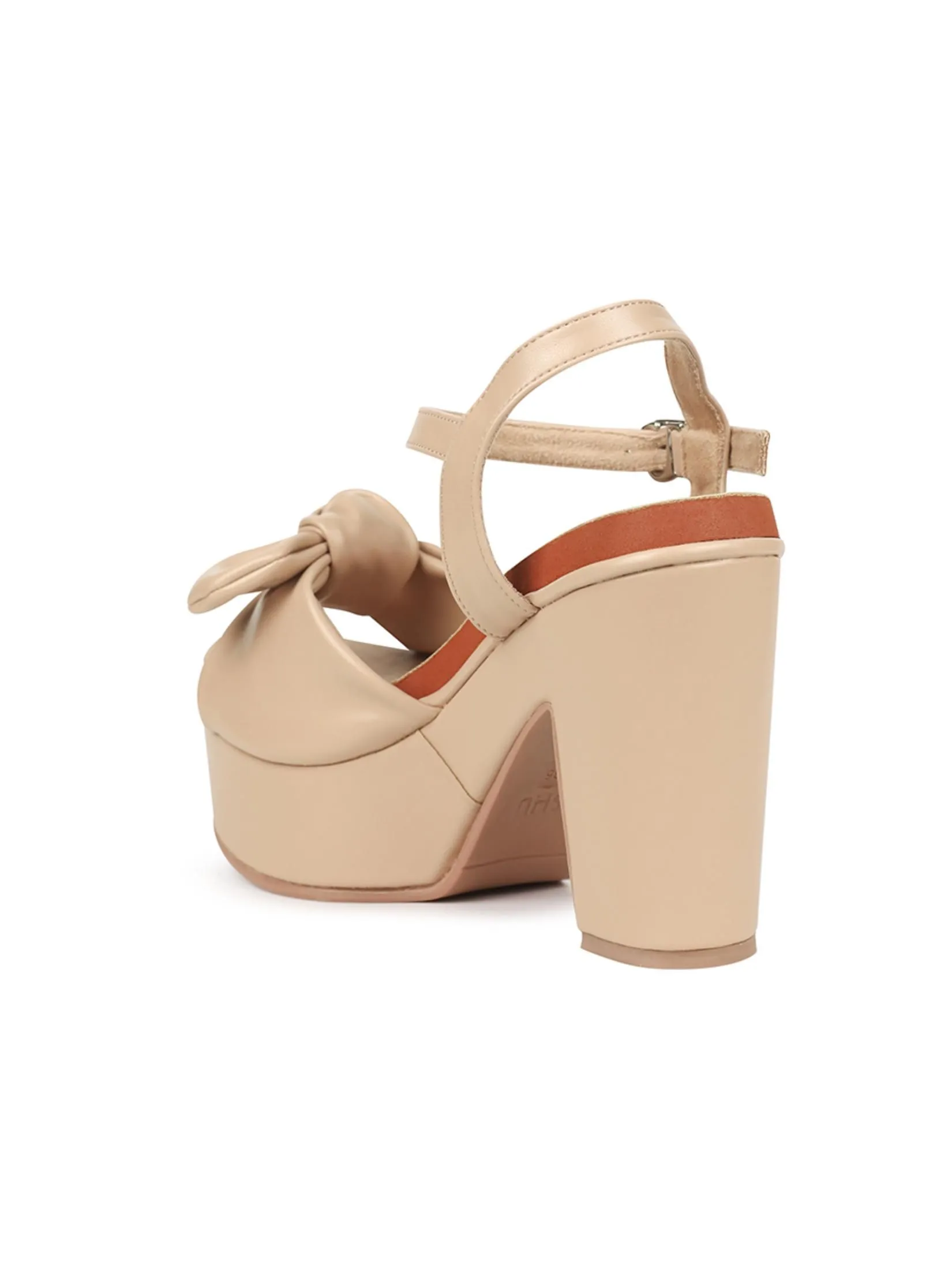 SHU WOMEN  COMFY 4" KNOTTED BOW ANKLE STRAPS - BEIGE SHU WOMEN  COMFY 4" KNOTTED BOW ANKLE STRAPS - BEIGE