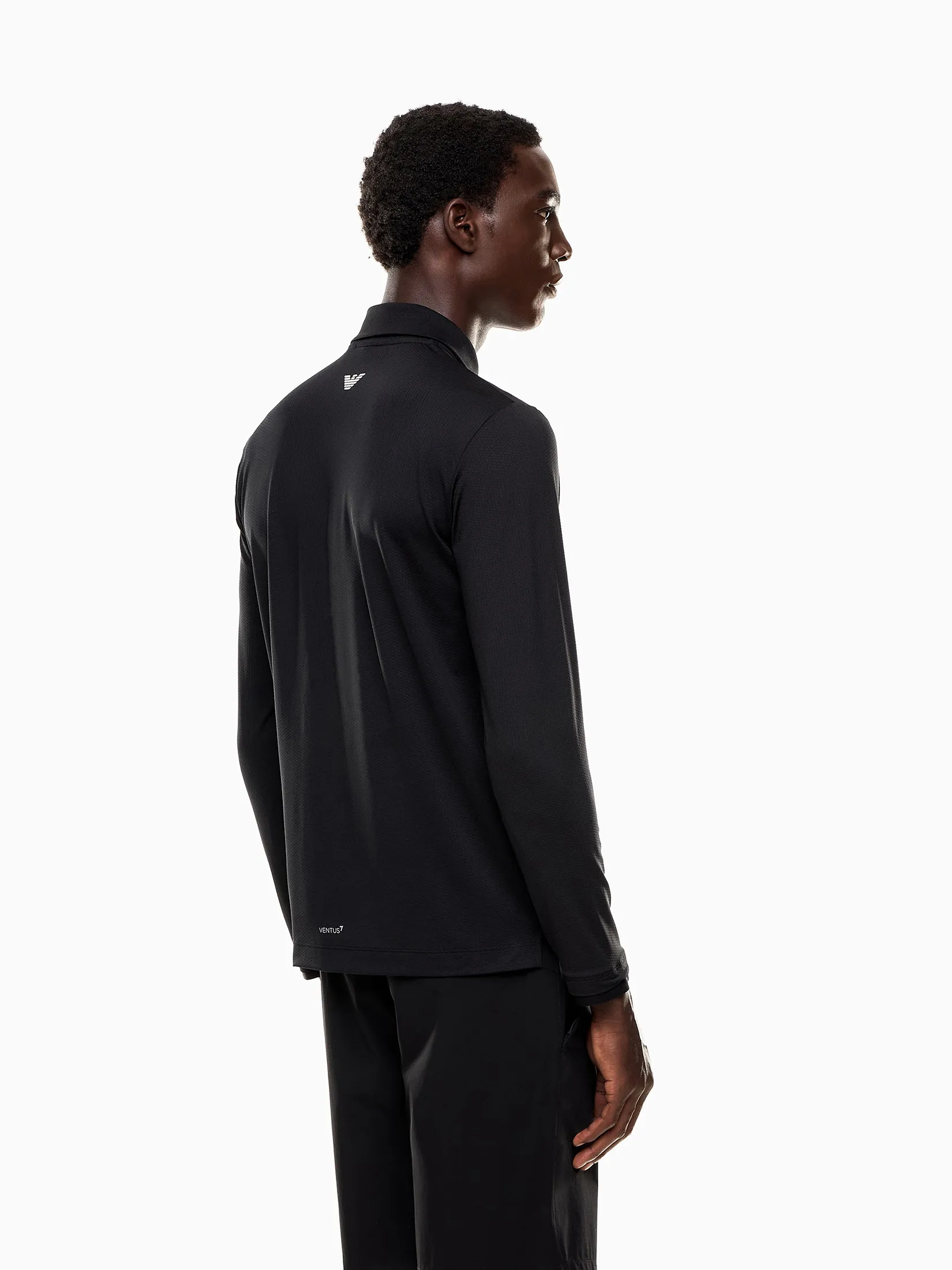 EA7 Men Polo Long Sleeves Chest Logo FW25 UB011 Black EA7 Men Polo Long Sleeves Chest Logo FW25 UB011 Black