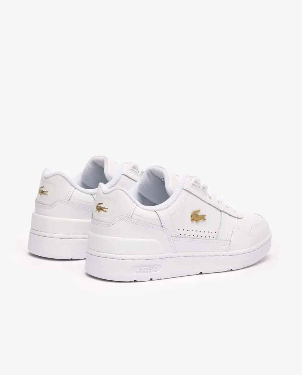 LACOSTE Women’s T-Clip Leather Trainers White LACOSTE Women’s T-Clip Leather Trainers White