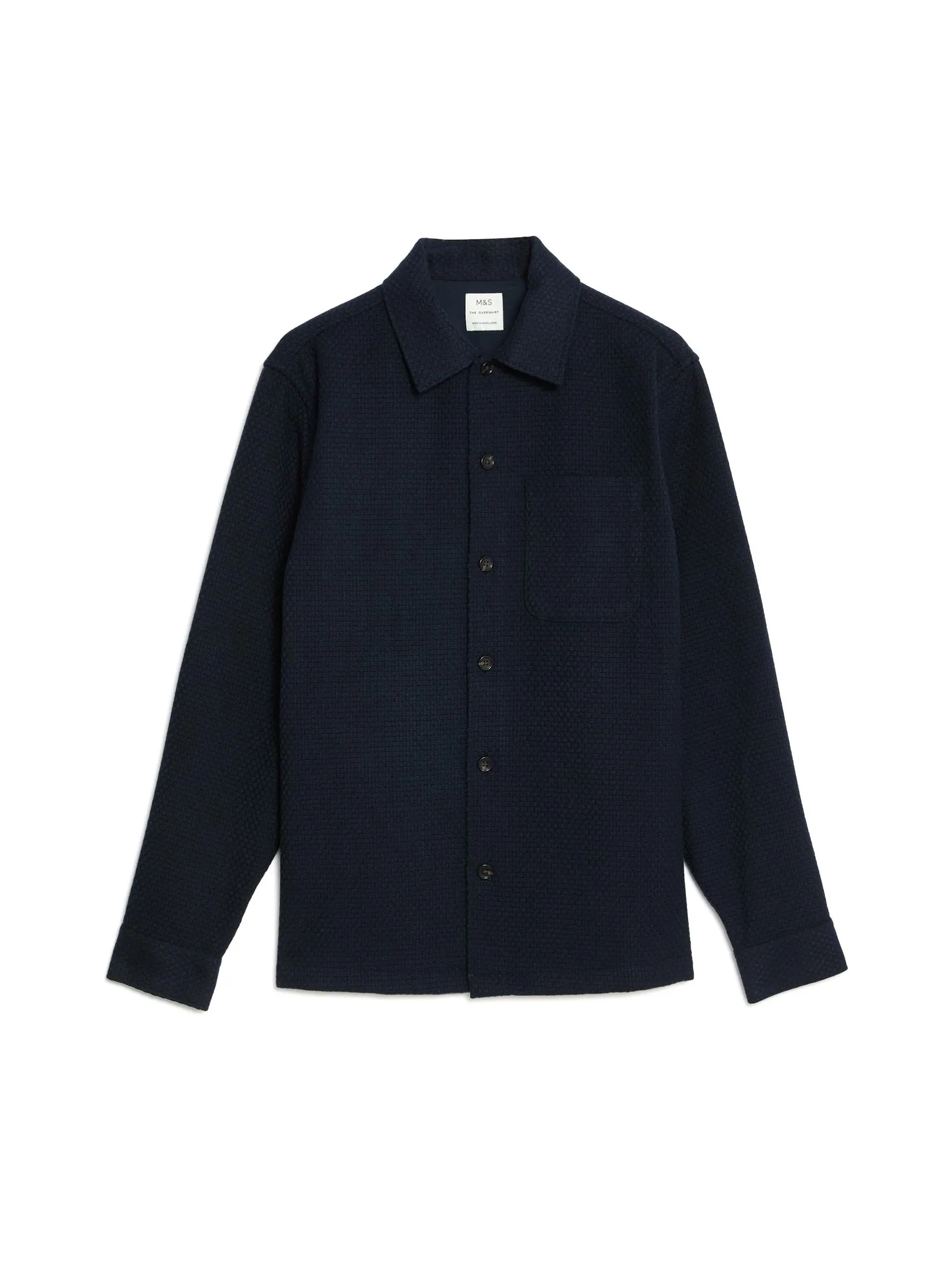 MARKS & SPENCER Men Shirt Waffle Overshirt Navy Mix MARKS & SPENCER Men Shirt Waffle Overshirt Navy Mix