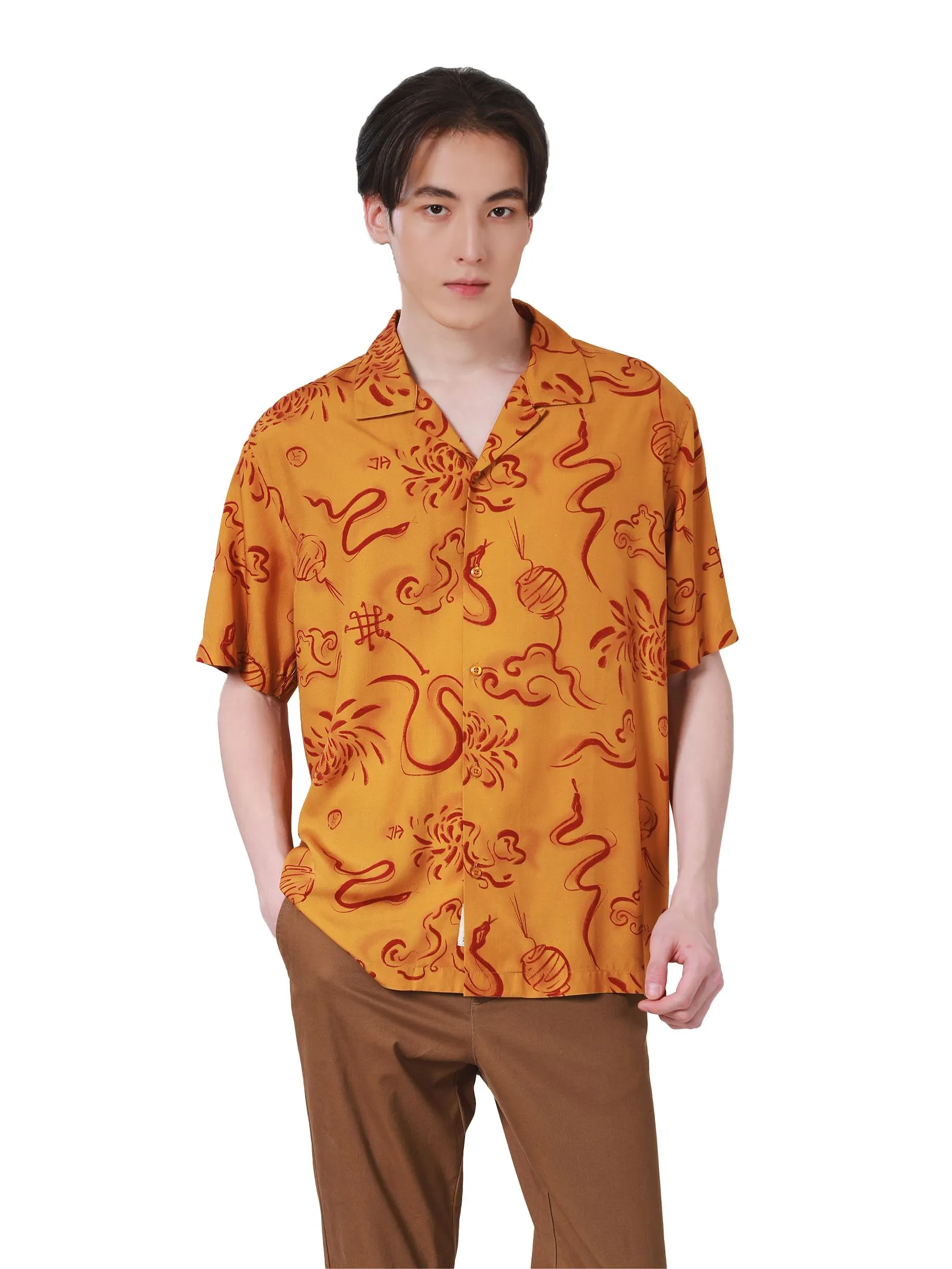 JOHN HENRY Men's Short Sleeves Shirts (Relaxed Fit) CHINESE NEW YEAR Khaki JOHN HENRY Men's Short Sleeves Shirts (Relaxed Fit) CHINESE NEW YEAR Khaki