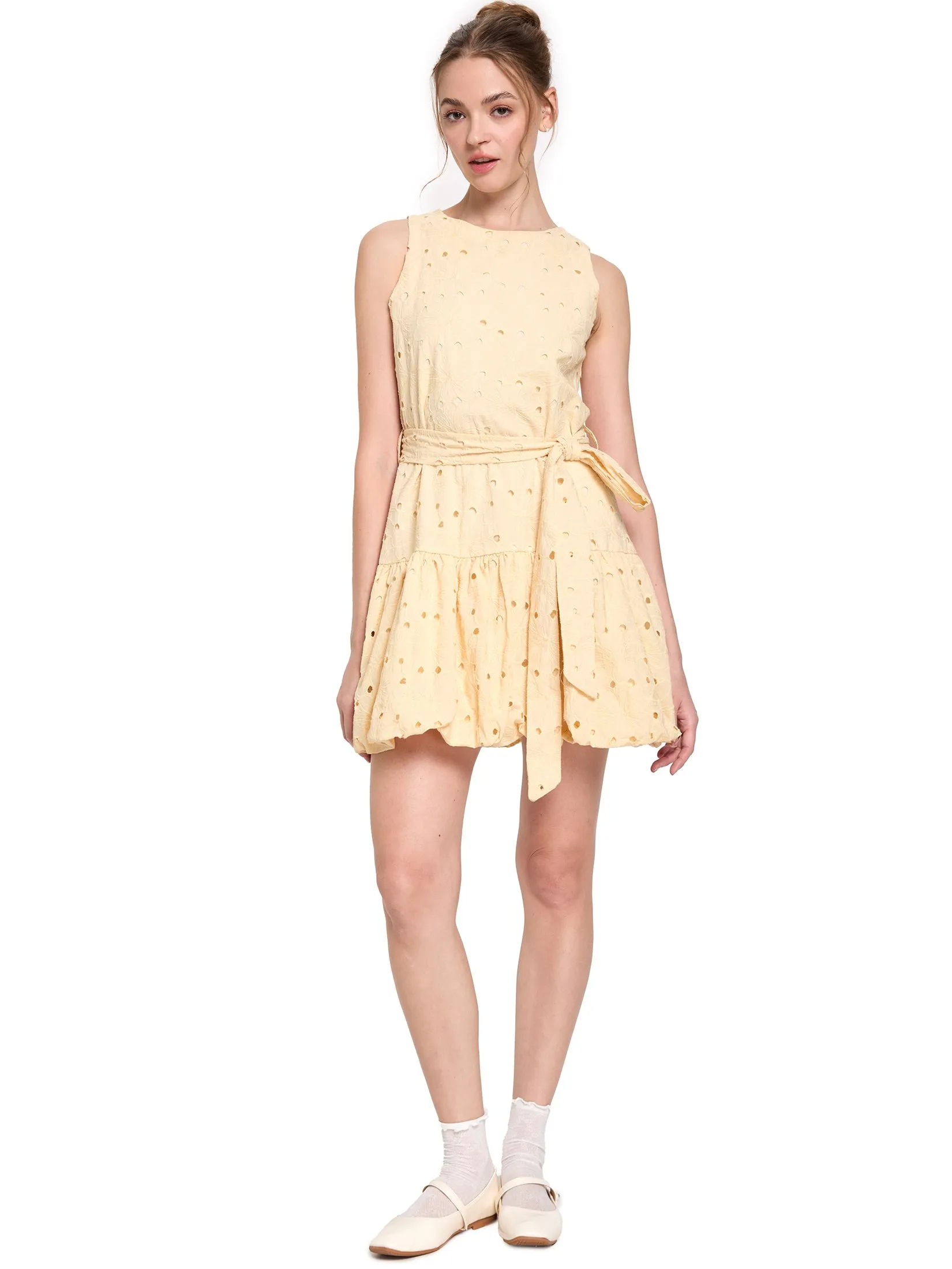LOLITA Women Balloon Dress Sleeveless Eyelet Lace