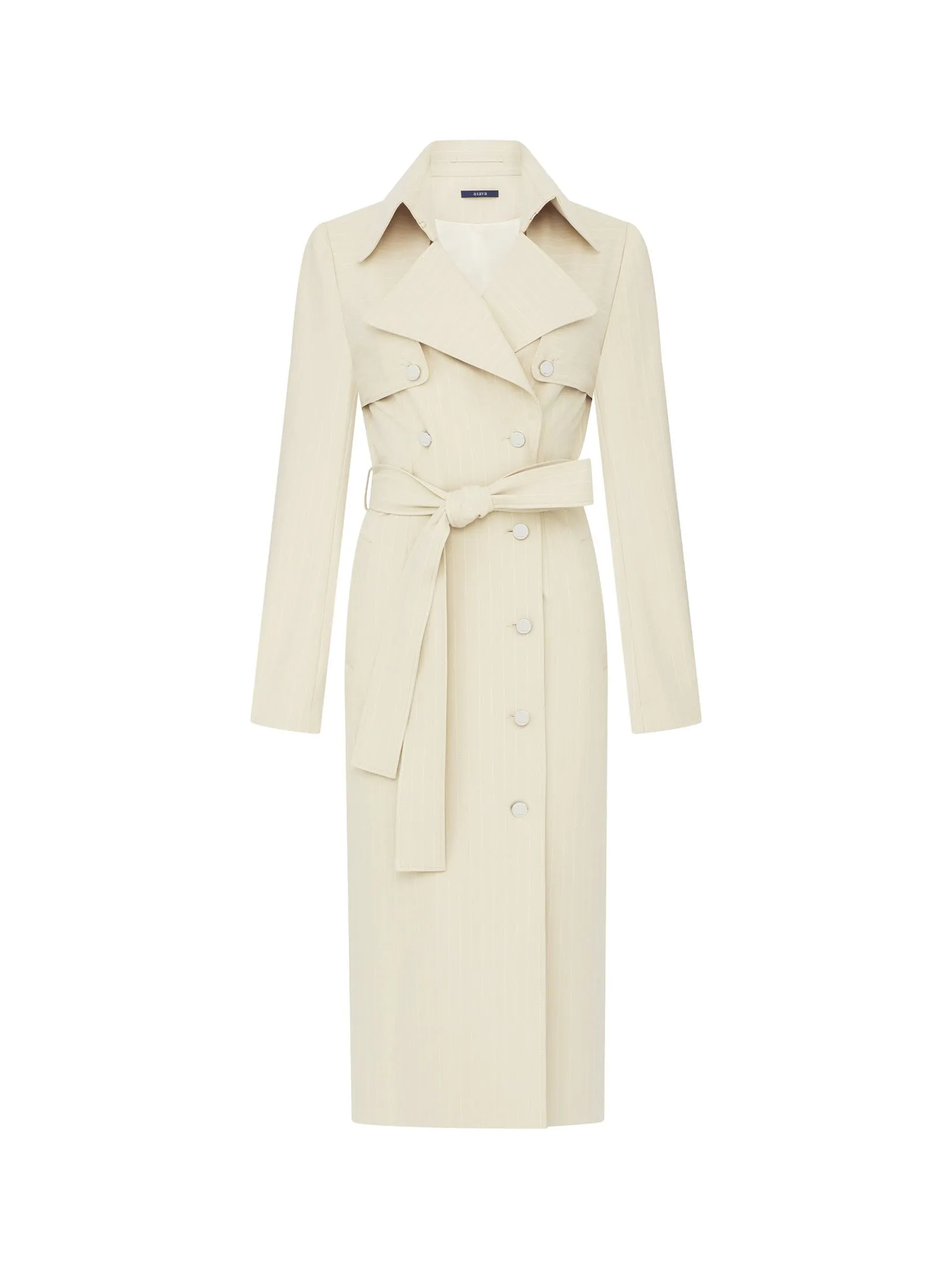 ASAVA (AW24 )Milana Pinstriped Trench Women Dress Beige ASAVA (AW24 )Milana Pinstriped Trench Women Dress Beige