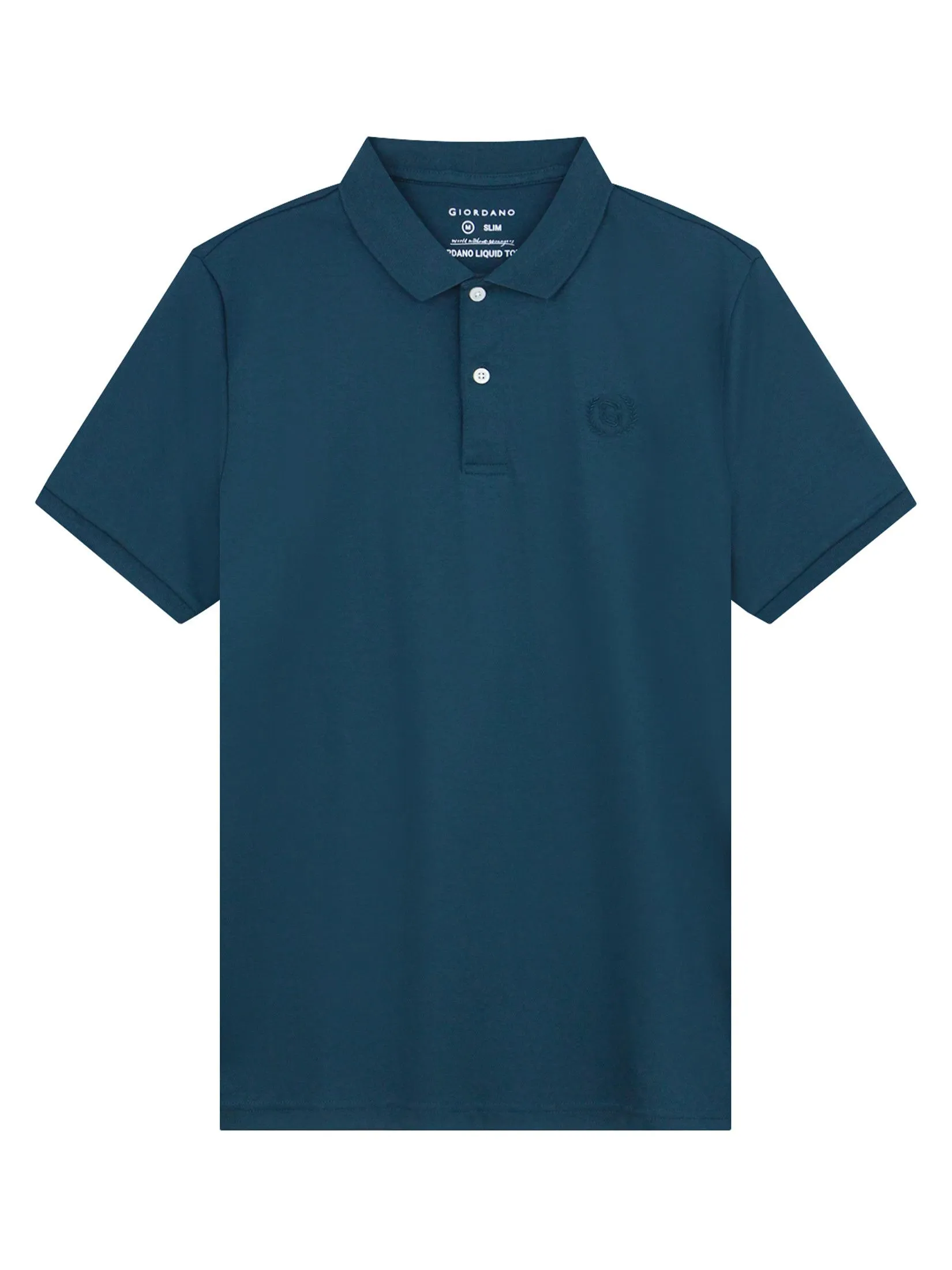 GIORDANO Men's Slim Interlock Polo (Liquid Touch) Emerald Green GIORDANO Men's Slim Interlock Polo (Liquid Touch) Emerald Green