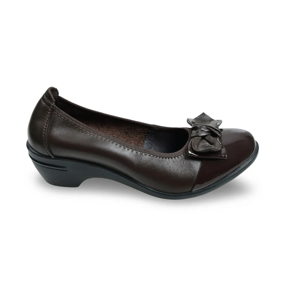 POLO CLUB Brown Leather Court Shoes Rounded Toe Blocked Heel 1.75 inch P1558 POLO CLUB Brown Leather Court Shoes Rounded Toe Blocked Heel 1.75 inch P1558