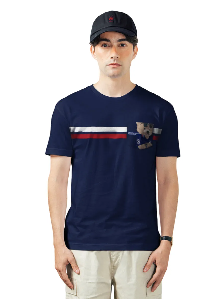 BEVERLY HILLS POLO CLUB Dark blue Unisex T-Shirt REGULAR-FIT Model BNSR164 BEVERLY HILLS POLO CLUB Dark blue Unisex T-Shirt REGULAR-FIT Model BNSR164