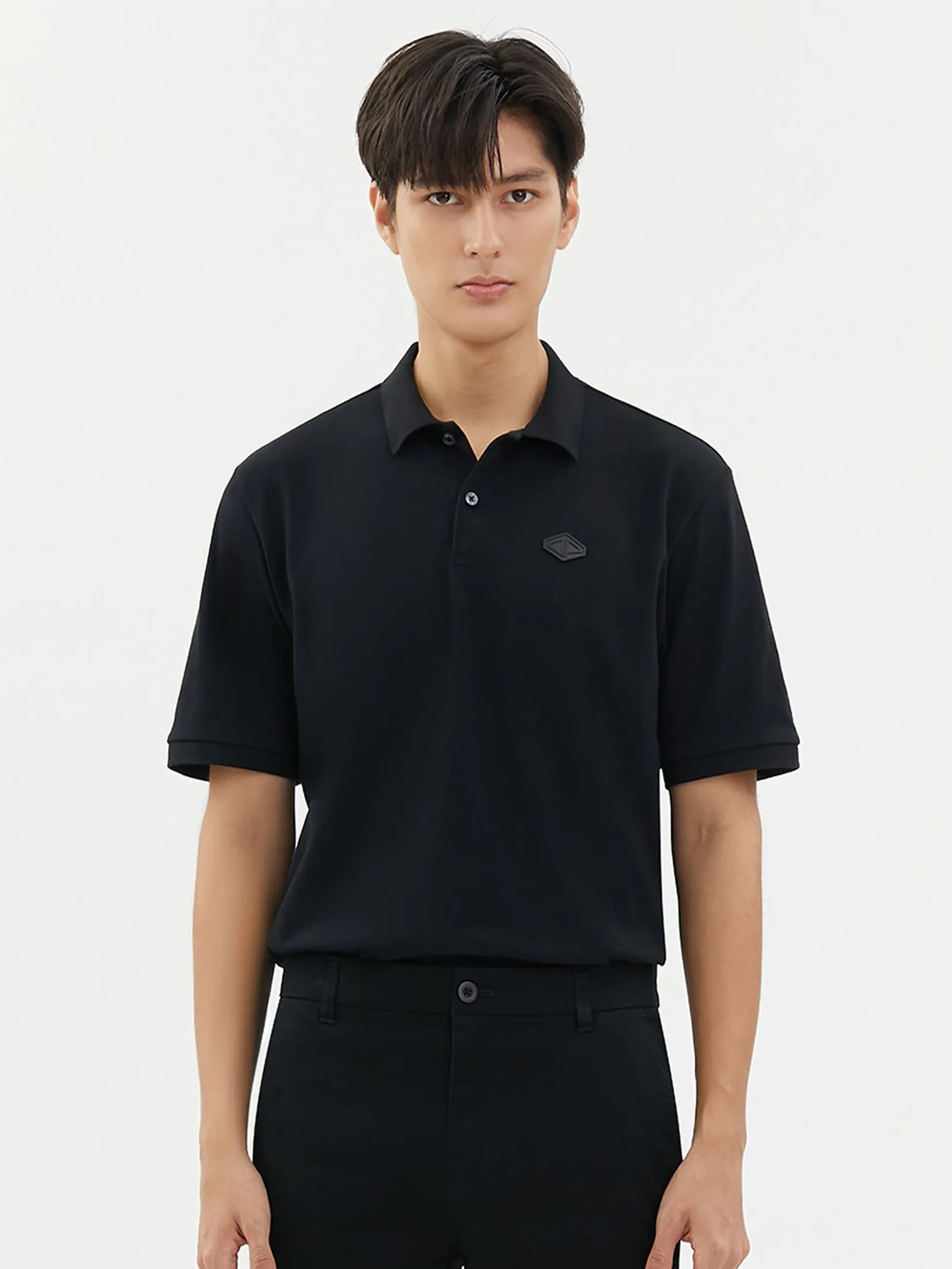 DAPPER DAPPER DP Patch Polo Shirt Black DAPPER DAPPER DP Patch Polo Shirt Black