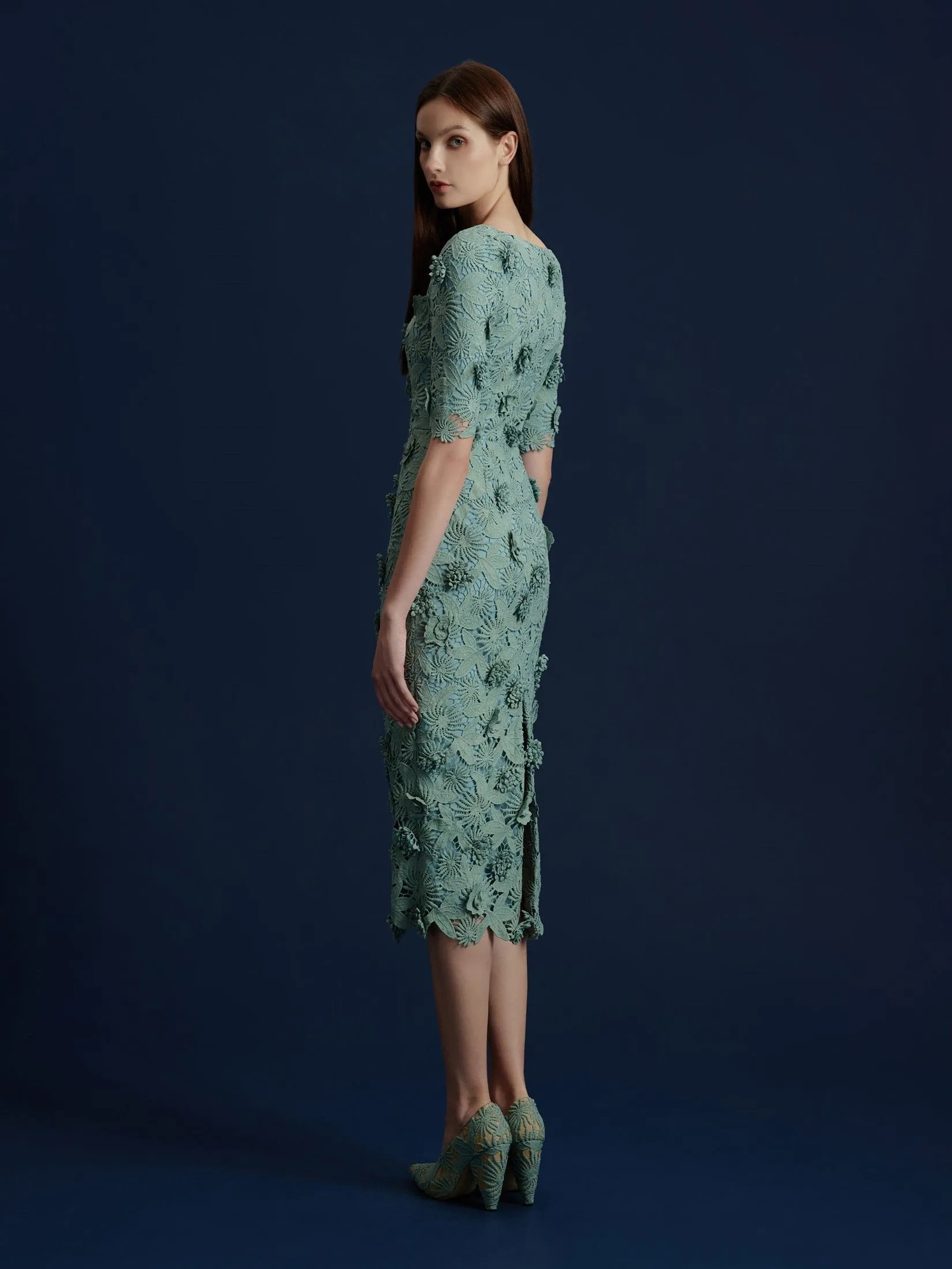 ASAVA (AW24 )Zaira Floral-lace Women Pencil Dress Green ASAVA (AW24 )Zaira Floral-lace Women Pencil Dress Green