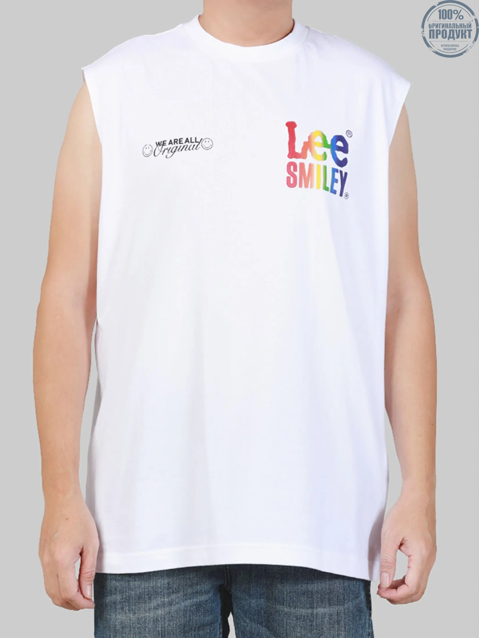 LEE Men's Tee Sleeveless Lee Smiley Collection Comfort Fit White LEE Men's Tee Sleeveless Lee Smiley Collection Comfort Fit White