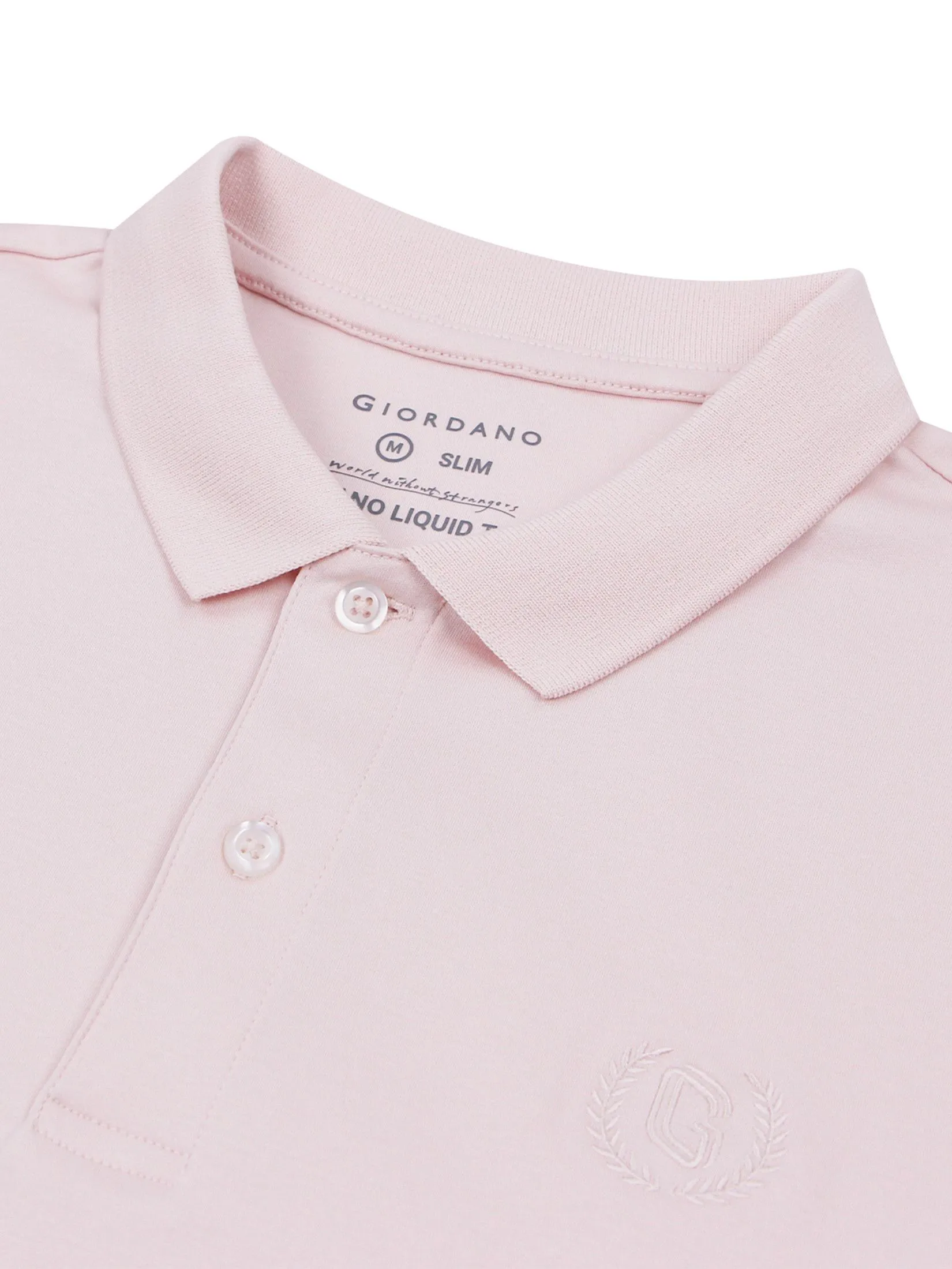 GIORDANO Men's Slim Interlock Polo (Liquid Touch) Pearl amethyst pink GIORDANO Men's Slim Interlock Polo (Liquid Touch) Pearl amethyst pink