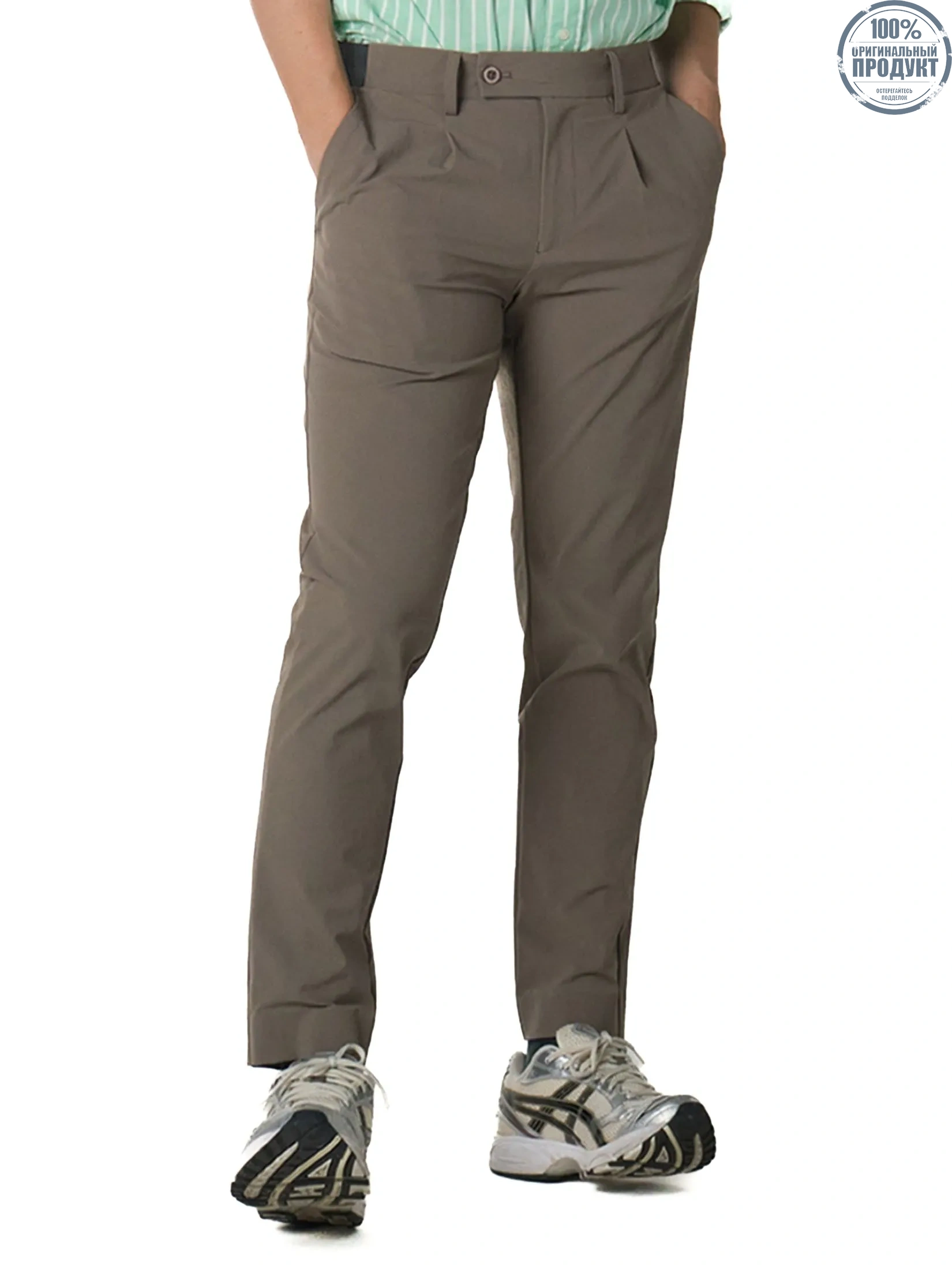Era-won Men's  Cropped Skinny pants Golf fabric Brown Era-won Men's  Cropped Skinny pants Golf fabric Brown