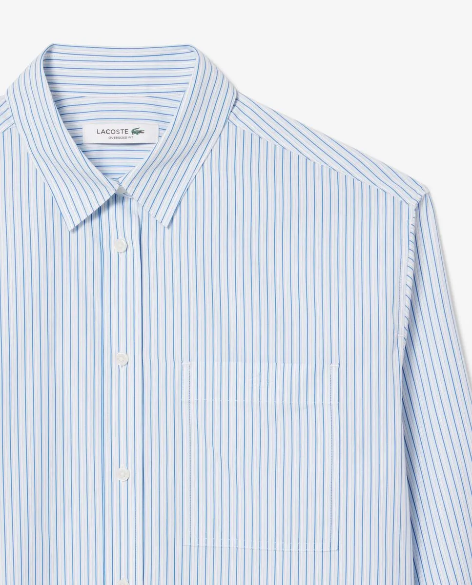 LACOSTE Oversized Cotton Poplin Shirt Blue LACOSTE Oversized Cotton Poplin Shirt Blue
