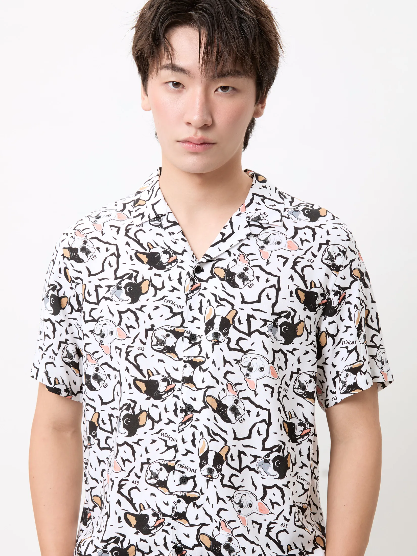 ESP Frenchie Hawii Shirt Man White ESP Frenchie Hawii Shirt Man White
