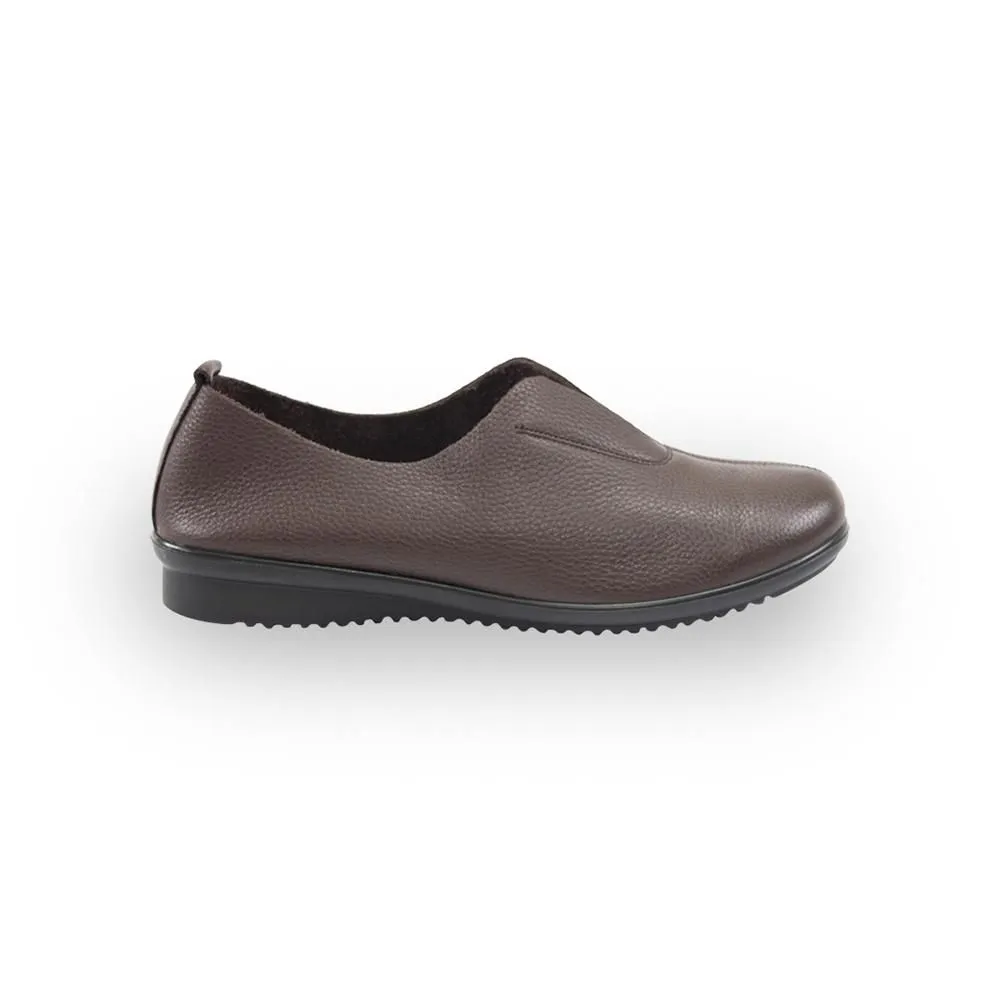 POLO CLUB Brown Leather Court Shoes Rounded Toe Wedge P1555 POLO CLUB Brown Leather Court Shoes Rounded Toe Wedge P1555