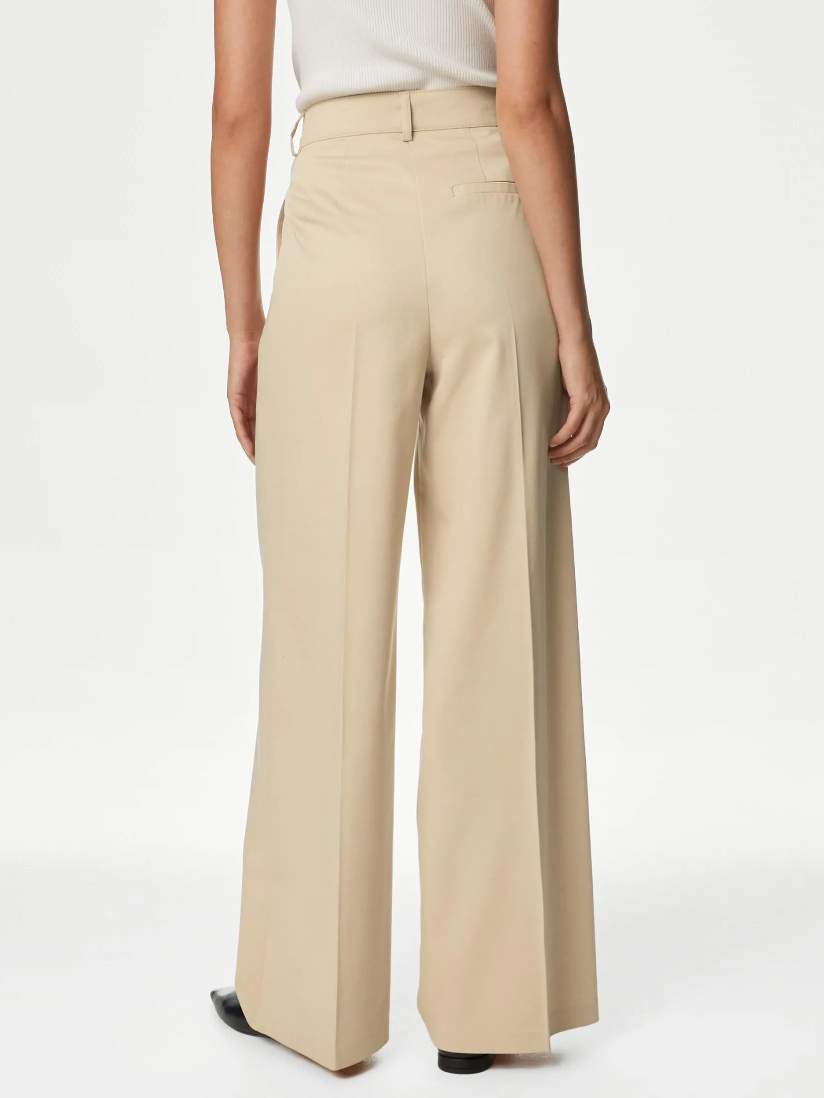 MARKS & SPENCER Women Trousers Wide Leg Lyocell Rich Pleat Front Hessian MARKS & SPENCER Women Trousers Wide Leg Lyocell Rich Pleat Front Hessian