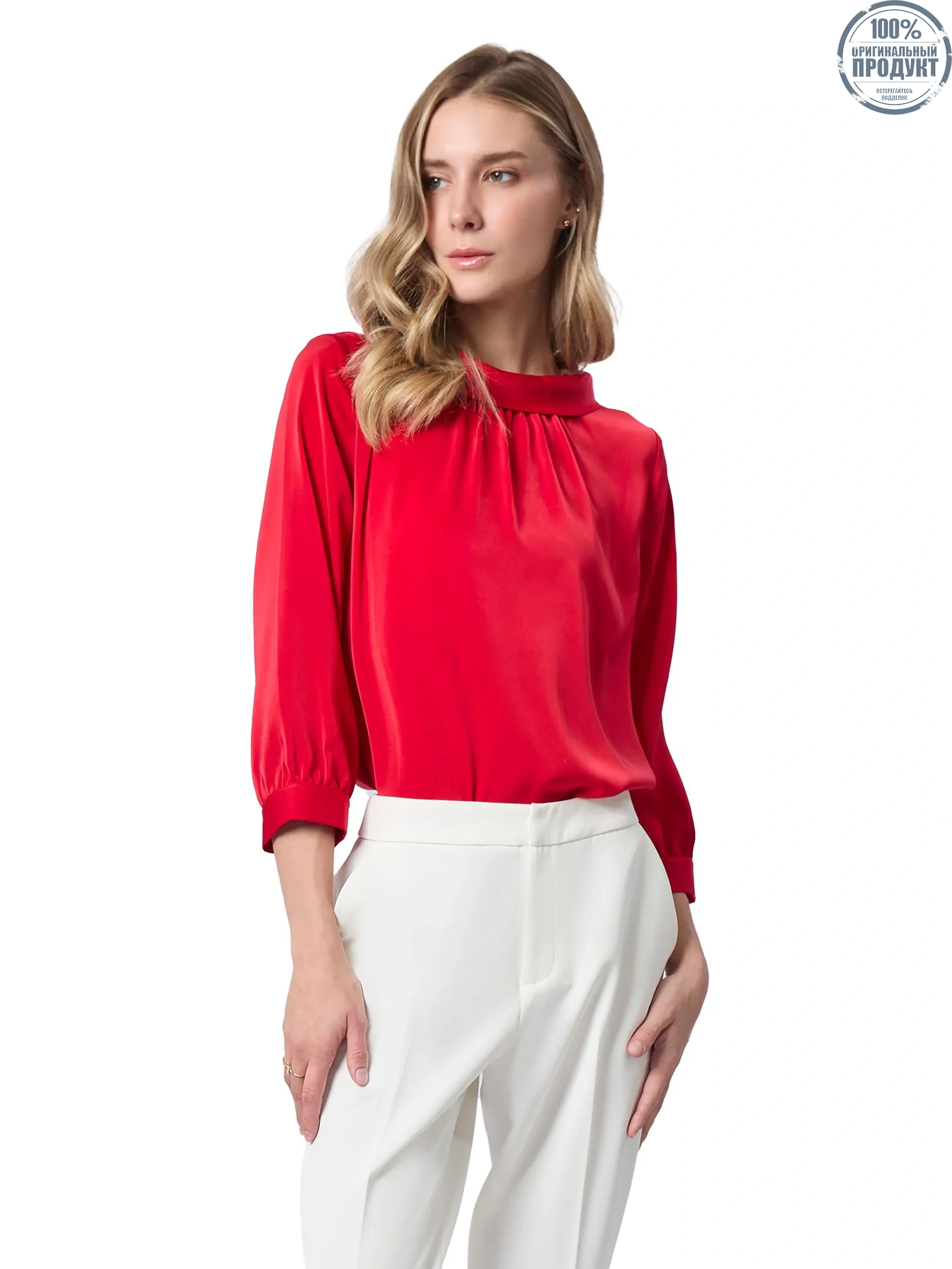 ESPADA Three Quarter Sleeve Blouse Women Red ESPADA Three Quarter Sleeve Blouse Women Red