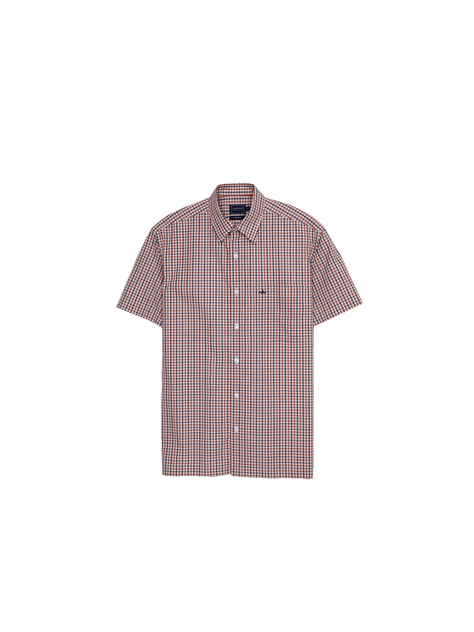 ARROW Men's Short-sleeved shirt comfort fit - Red/Blue/Cream ARROW Men's Short-sleeved shirt comfort fit - Red/Blue/Cream