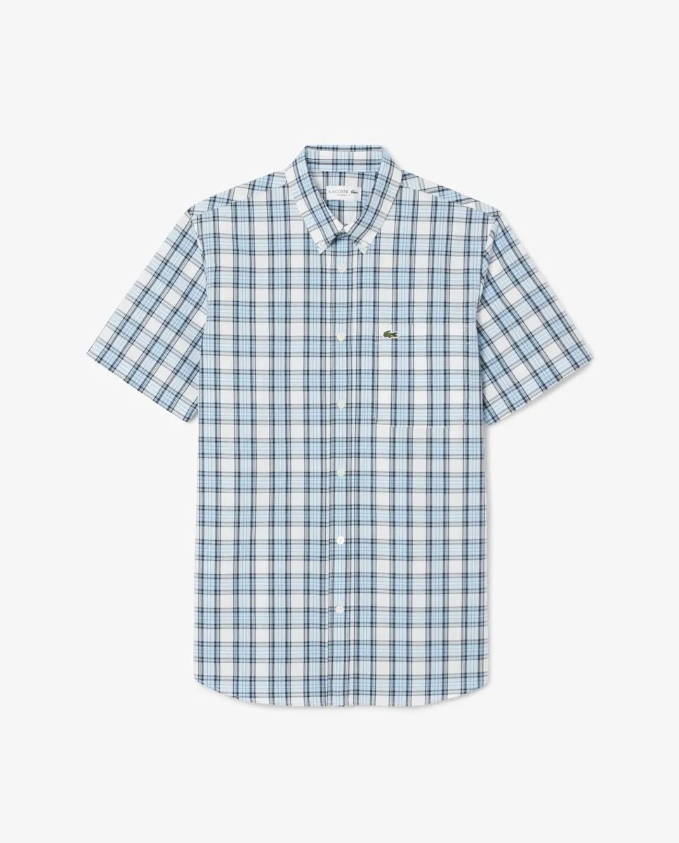 LACOSTE Regular Fit Short Sleeved Shirt Blue LACOSTE Regular Fit Short Sleeved Shirt Blue