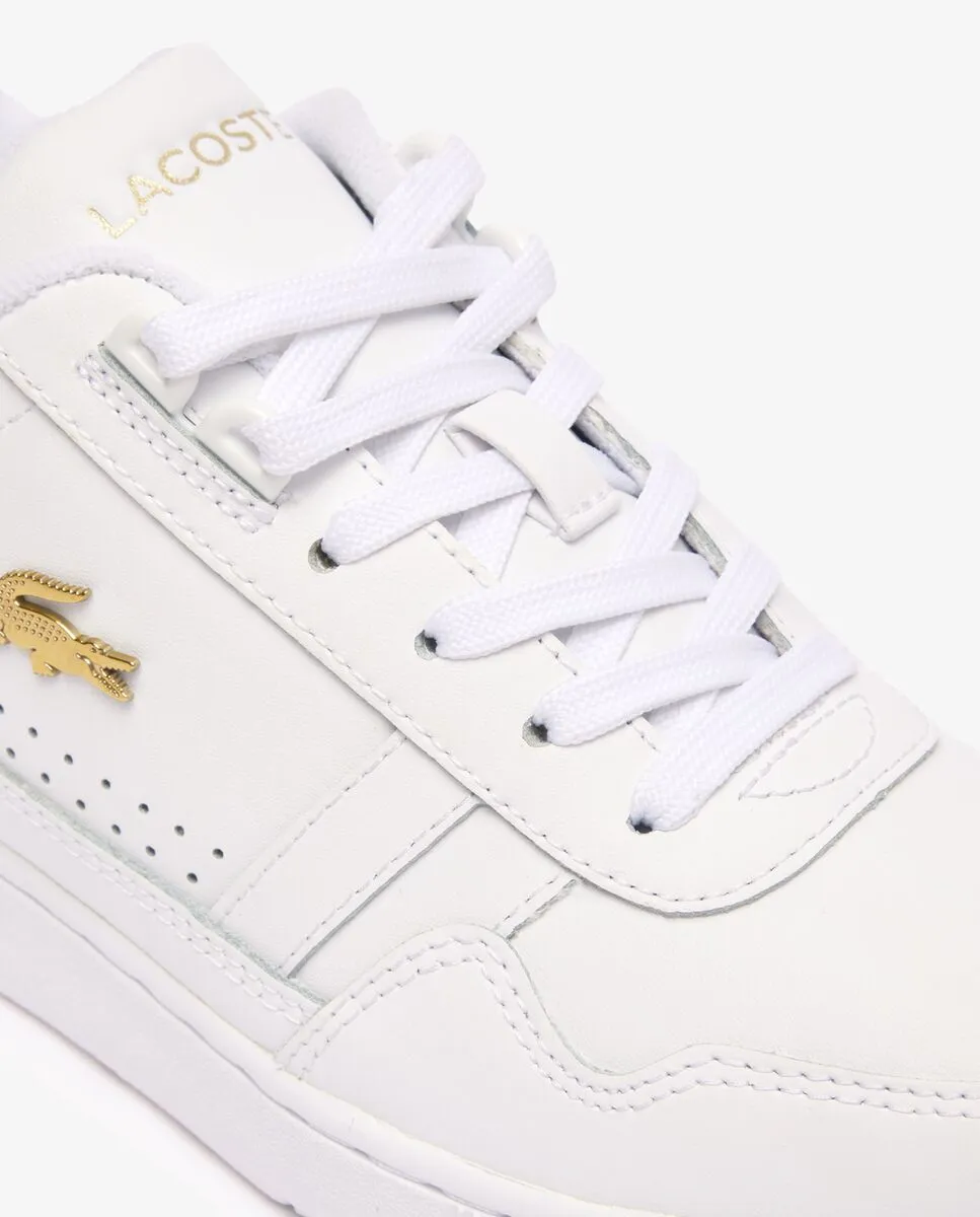 LACOSTE Women’s T-Clip Leather Trainers White LACOSTE Women’s T-Clip Leather Trainers White