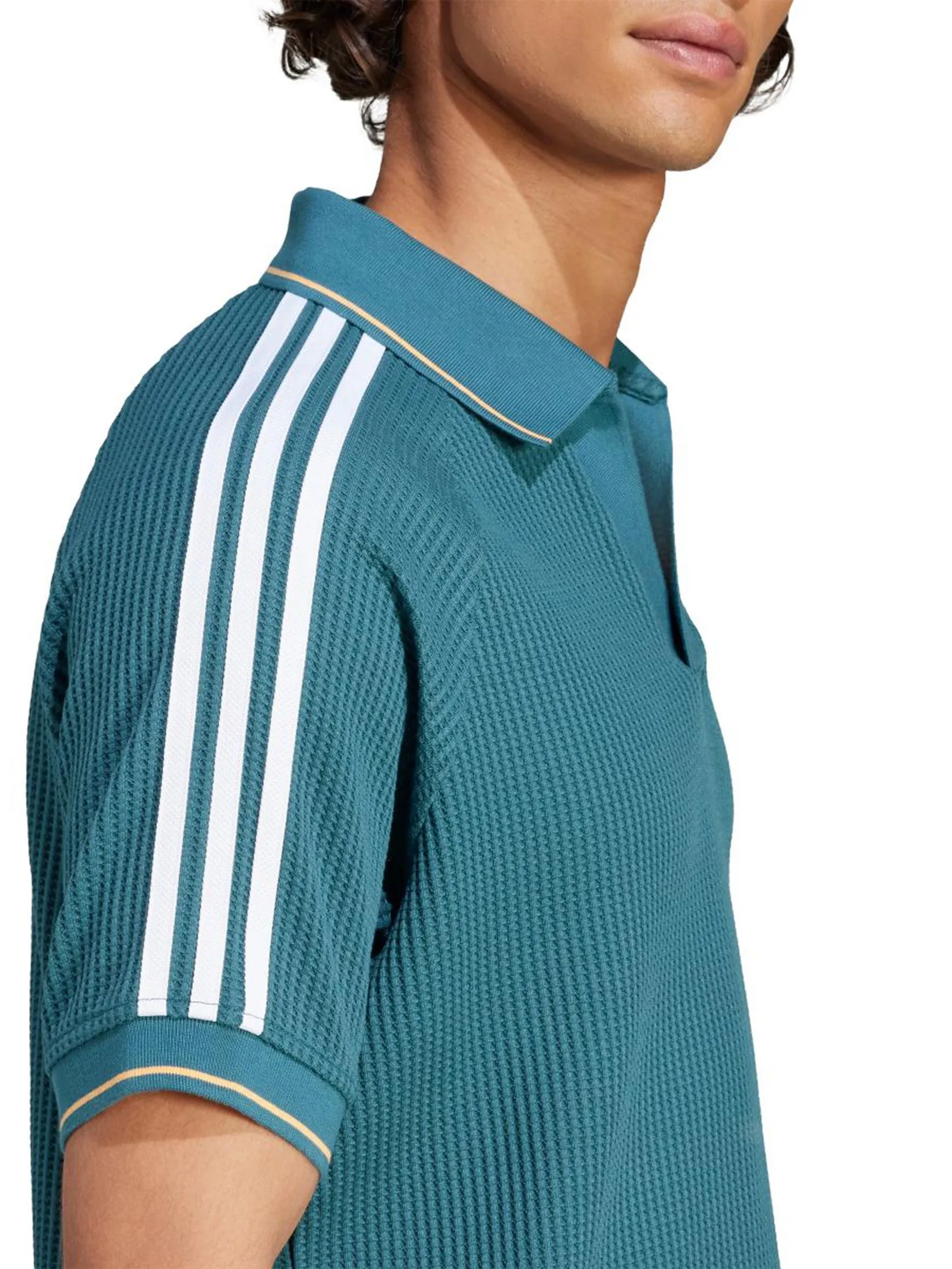 ADIDAS Men Polo Shirt Adidas Originals Waffle Knit ADIDAS Men Polo Shirt Adidas Originals Waffle Knit