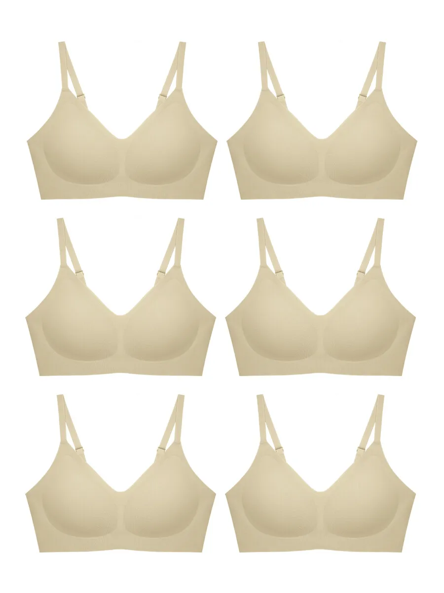 SABINA [Pack 6 Piece] Bra Seamless Fit Soft Collection Collection - Beige