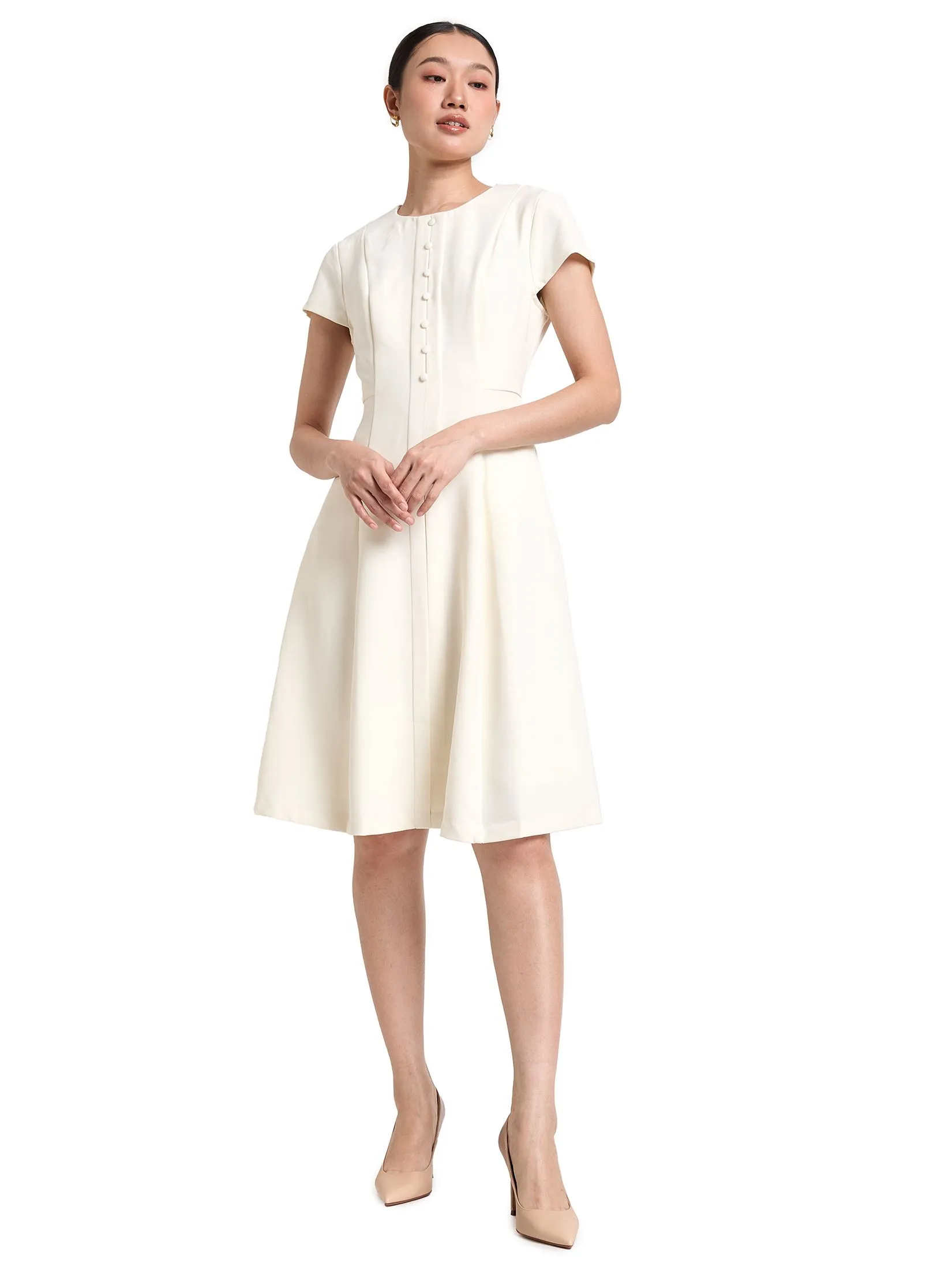 EXPRESSIONS Women Dress With Cap Sleeves And Front Pleat Detail EXPRESSIONS Women Dress With Cap Sleeves And Front Pleat Detail