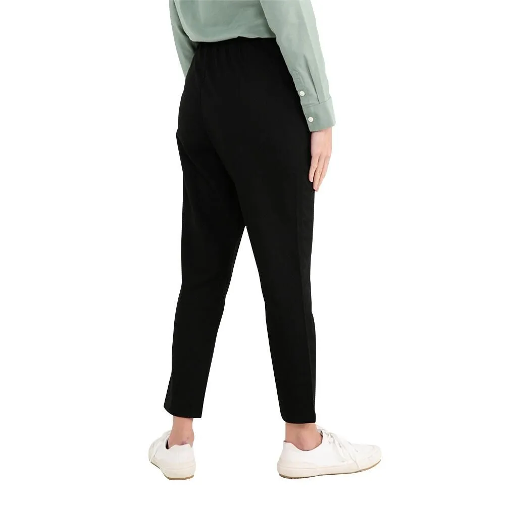 GIORDANO Black Women's High-waist Regular Tapered Fit Elastic Waist Khakis Pants 05413004 GIORDANO Black Women's High-waist Regular Tapered Fit Elastic Waist Khakis Pants 05413004