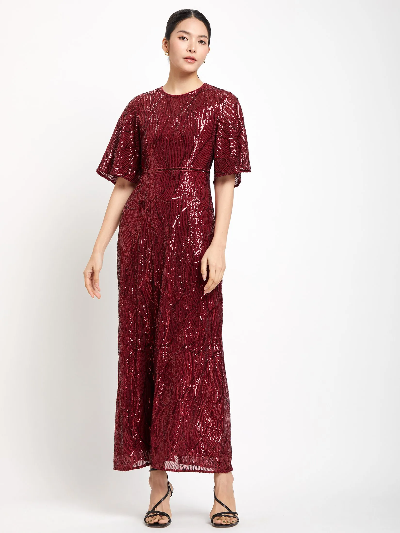 EXPRESSIONS EVENING Women Maxi Dress Short Sleeves Solid EXPRESSIONS EVENING Women Maxi Dress Short Sleeves Solid