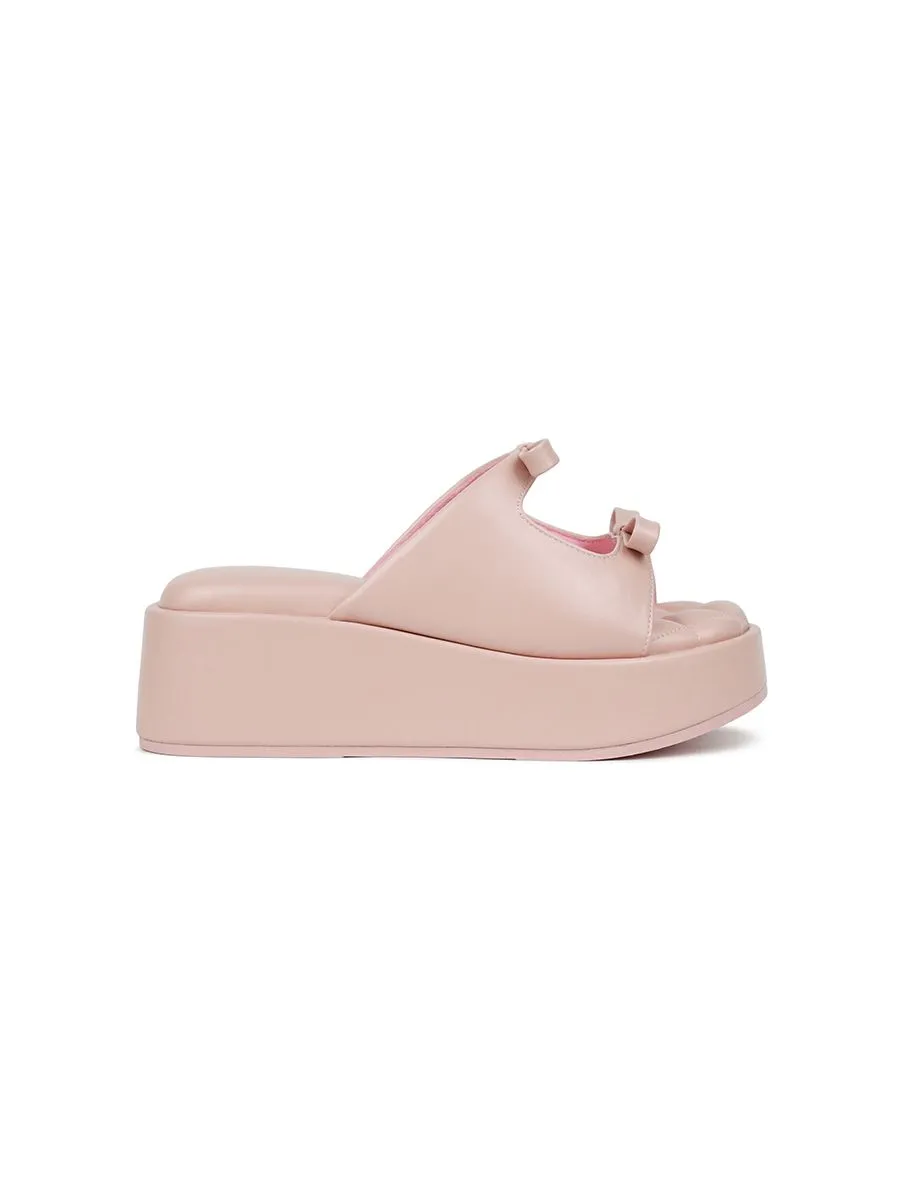 SHU WOMEN  PETITE BOW PALETTE SOFT 2" WEDGES - NUDE PINK SHU WOMEN  PETITE BOW PALETTE SOFT 2" WEDGES - NUDE PINK