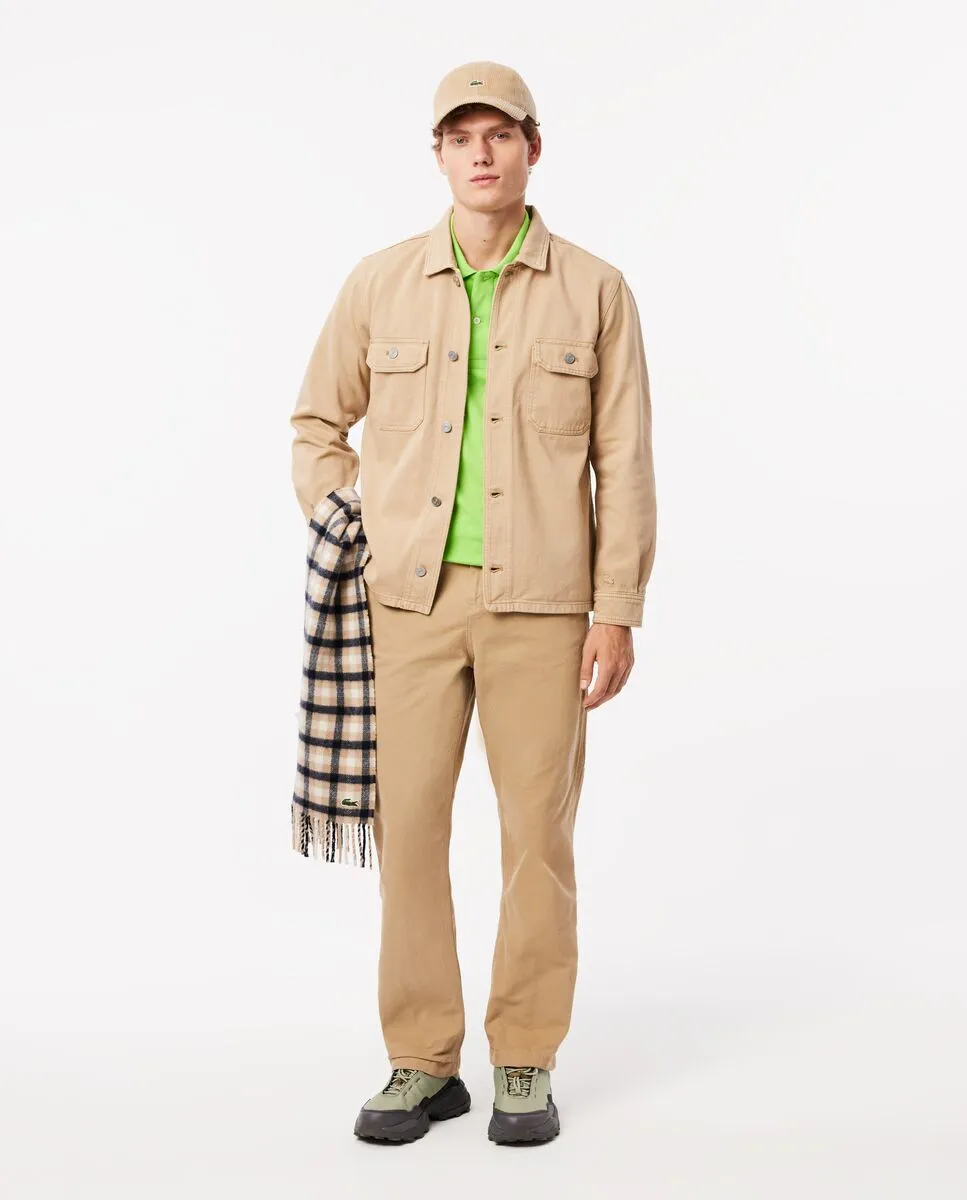 LACOSTE Relaxed Fit Cotton Canvas Carpenter Pants Beige