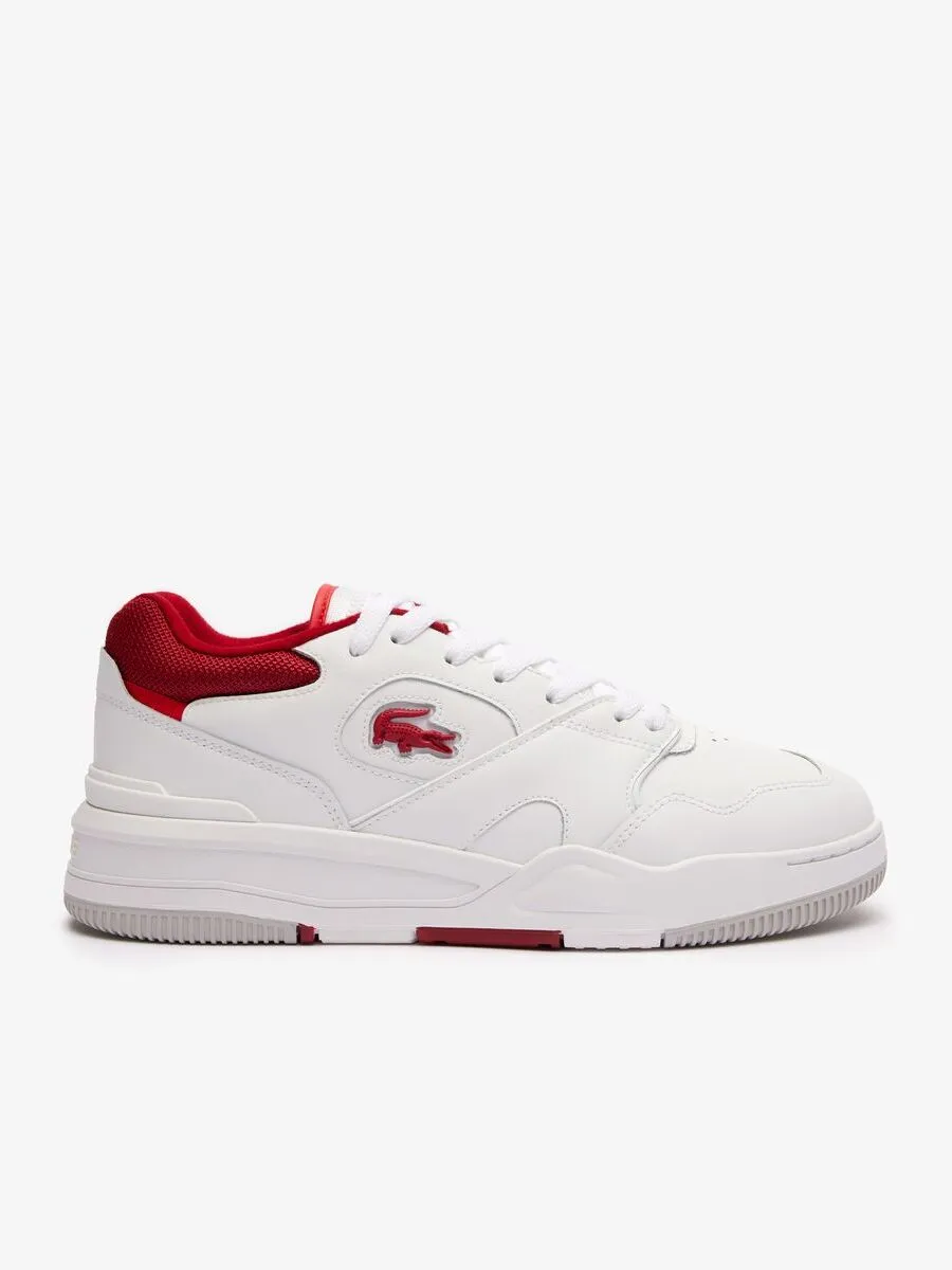 LACOSTE White Men’s Lineshot Contrasted Collar Leather Trainers LACOSTE White Men’s Lineshot Contrasted Collar Leather Trainers