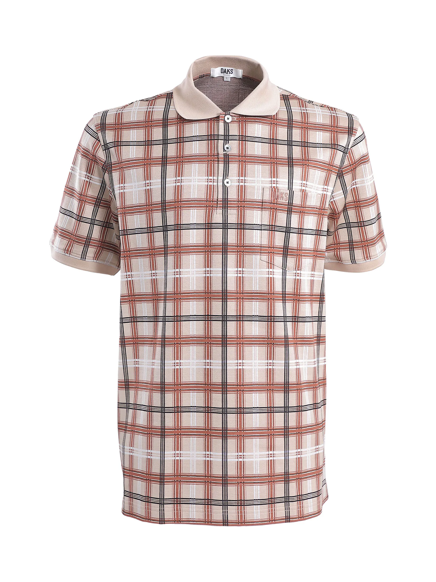 DAKS Men  Short Sleeve Polo Regular Fit Brown DAKS Men  Short Sleeve Polo Regular Fit Brown