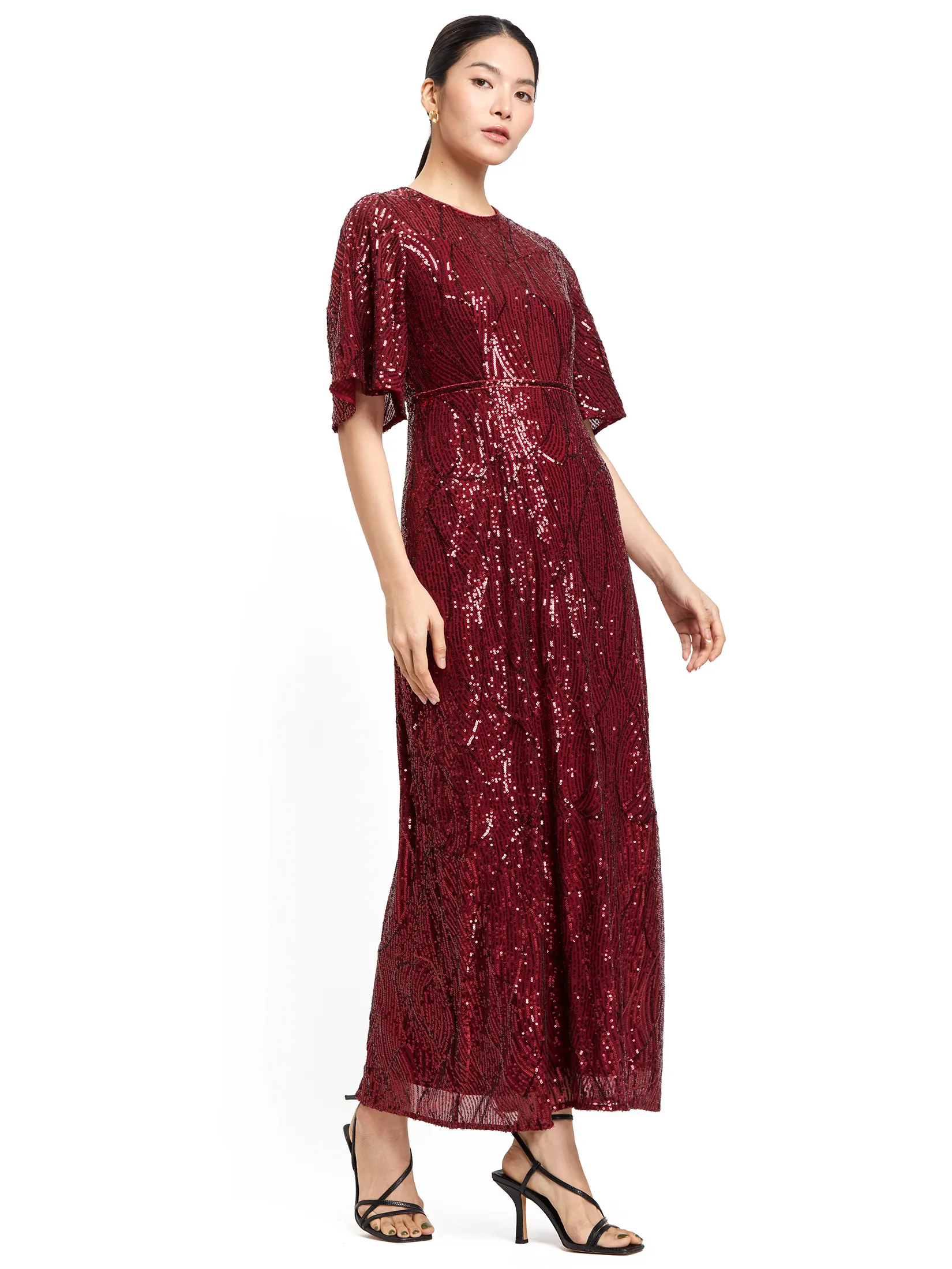 EXPRESSIONS EVENING Women Maxi Dress Short Sleeves Solid EXPRESSIONS EVENING Women Maxi Dress Short Sleeves Solid