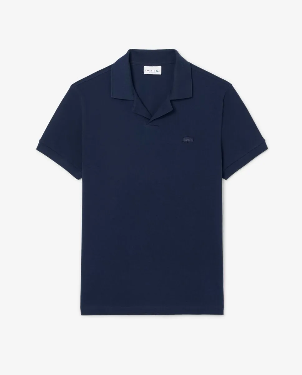 LACOSTE Classic Fit Open Neck Paris Polo Shirt Blue LACOSTE Classic Fit Open Neck Paris Polo Shirt Blue