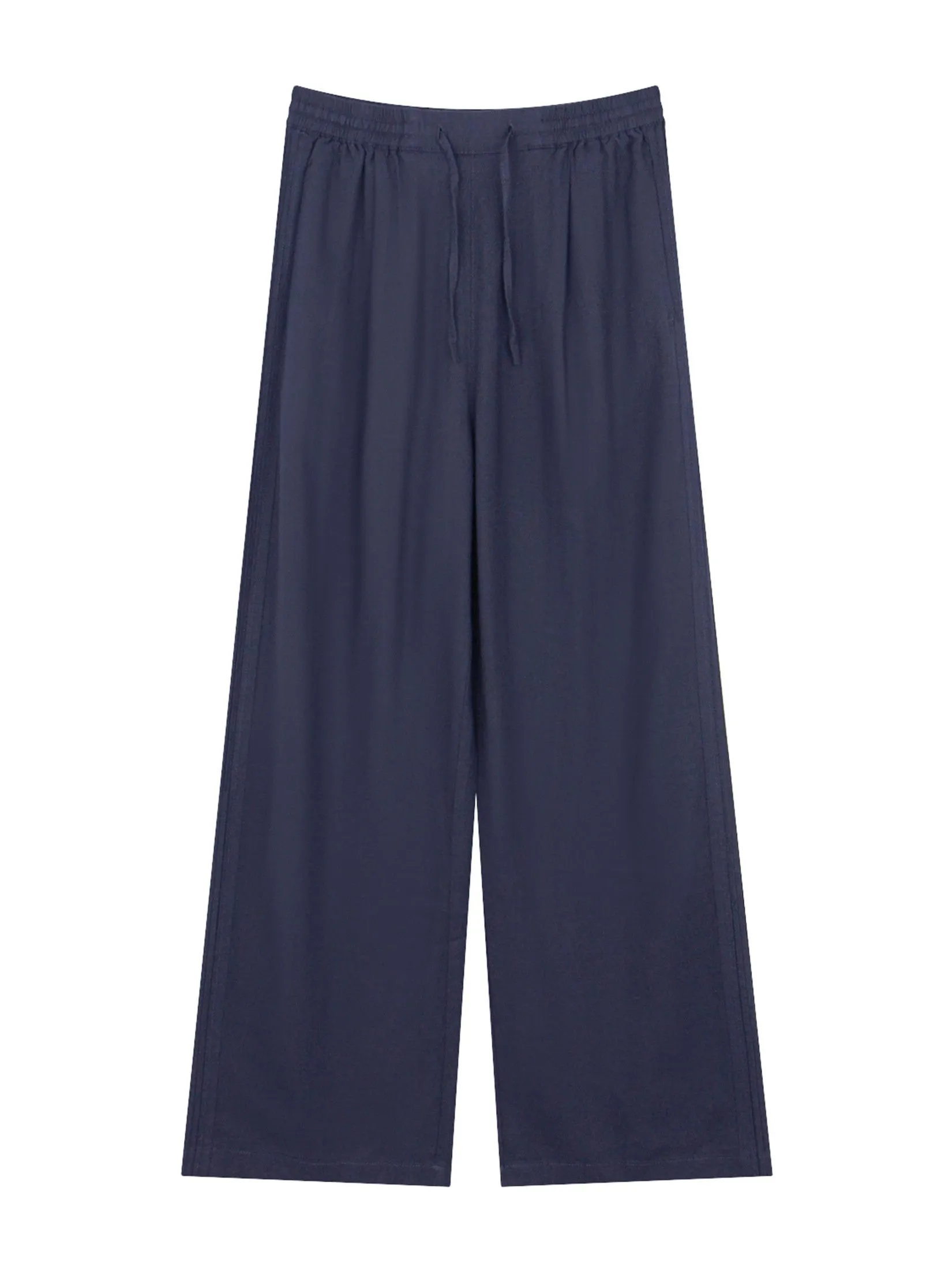GIORDANO Women's Wide Leg Linen Viscose Pants Cyberspace navy GIORDANO Women's Wide Leg Linen Viscose Pants Cyberspace navy