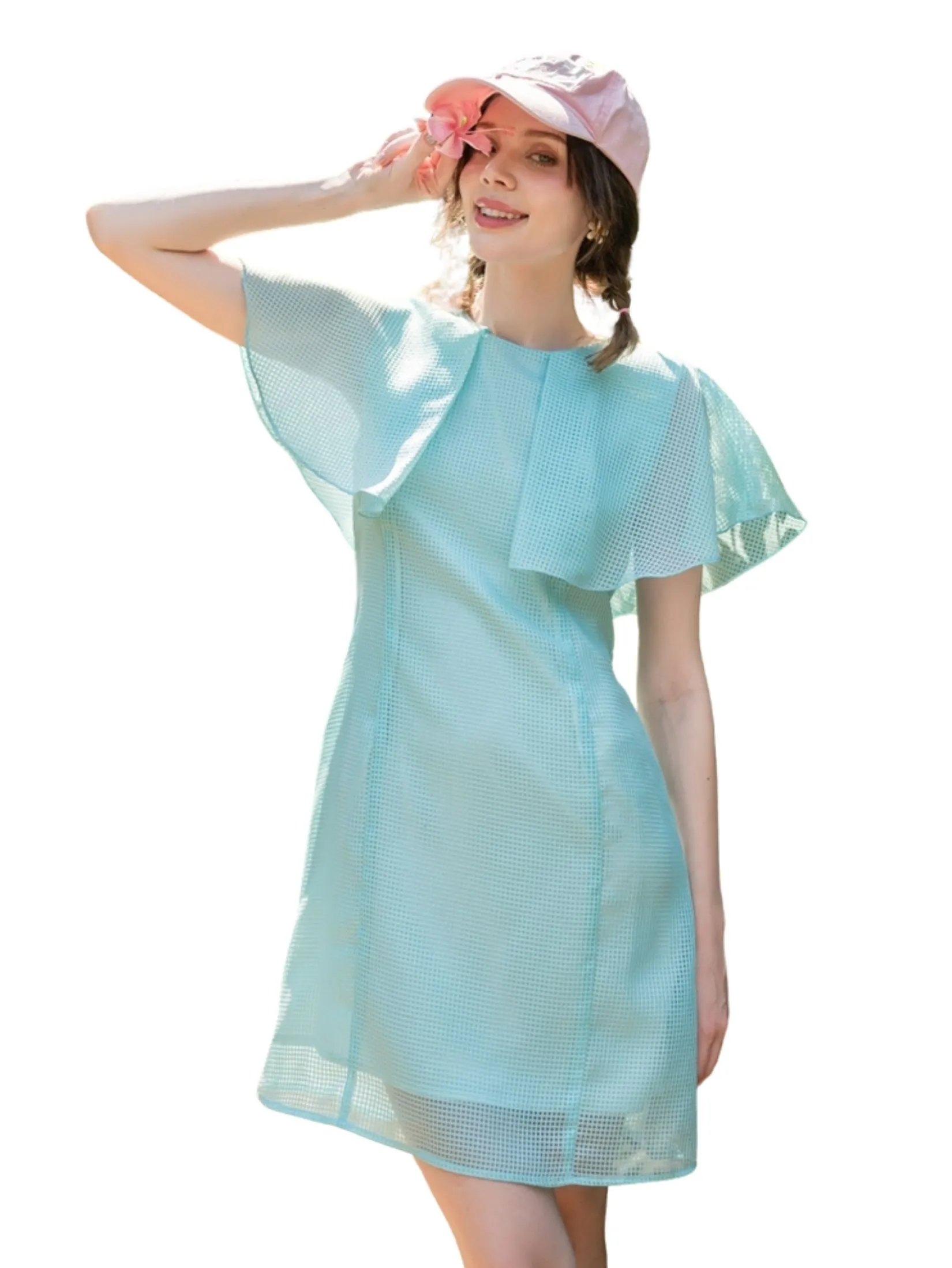 AMILA Women Dress Short Sleeves Bogel Blue AMILA Women Dress Short Sleeves Bogel Blue