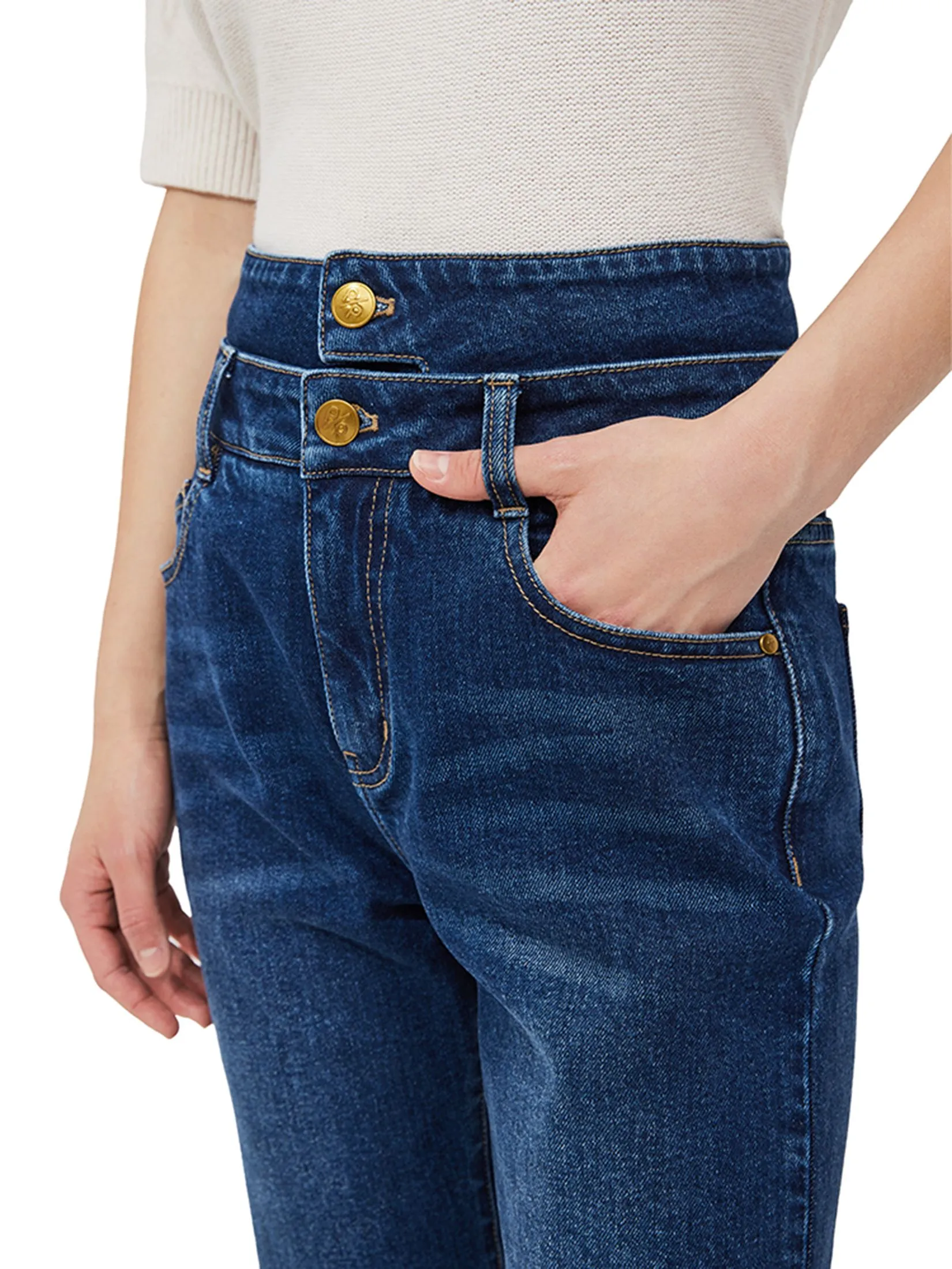 PORTSPURE Women Trousers Wide-Leg Denim Navy PORTSPURE Women Trousers Wide-Leg Denim Navy