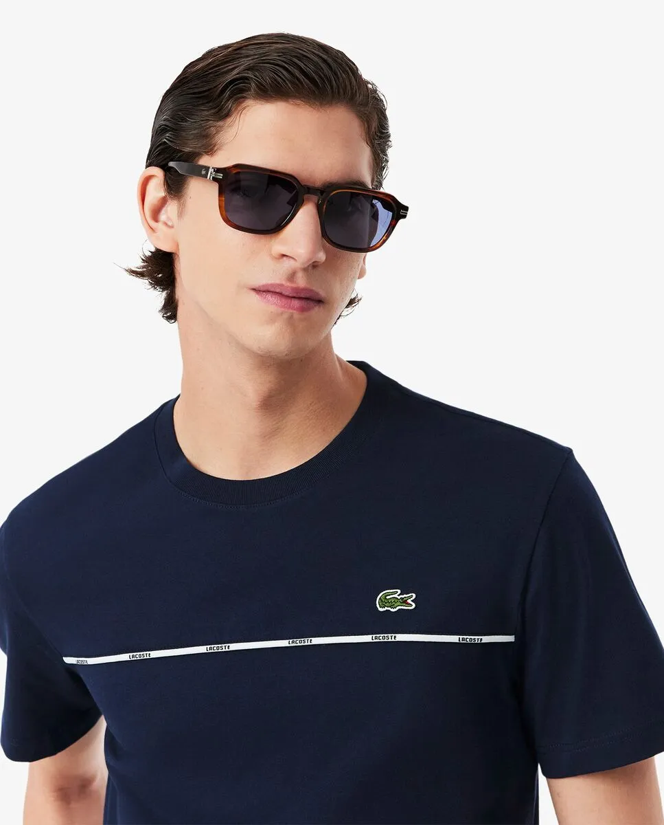 LACOSTE Regular Fit Lacoste Trim T-Shirt Blue LACOSTE Regular Fit Lacoste Trim T-Shirt Blue