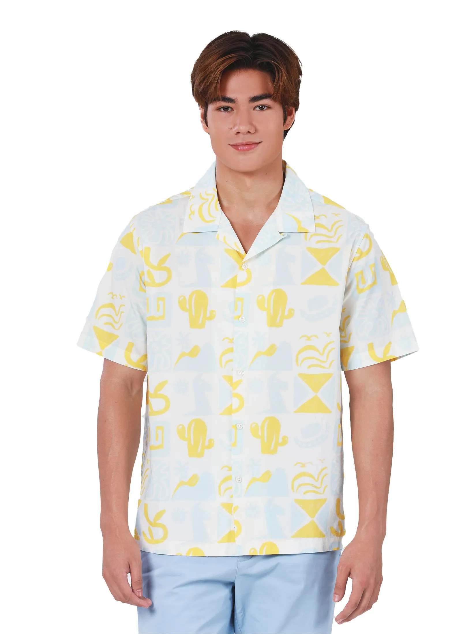 JOHN HENRY Men's Short Sleeves Hawaii Shirts (Relaxed Fit) REJUVENATE VACATION Yellow JOHN HENRY Men's Short Sleeves Hawaii Shirts (Relaxed Fit) REJUVENATE VACATION Yellow