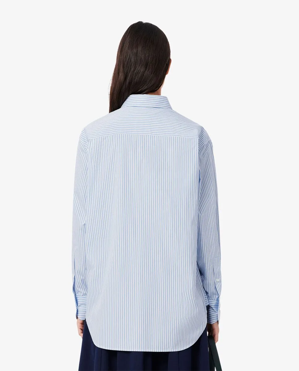 LACOSTE Oversized Cotton Poplin Shirt Blue LACOSTE Oversized Cotton Poplin Shirt Blue